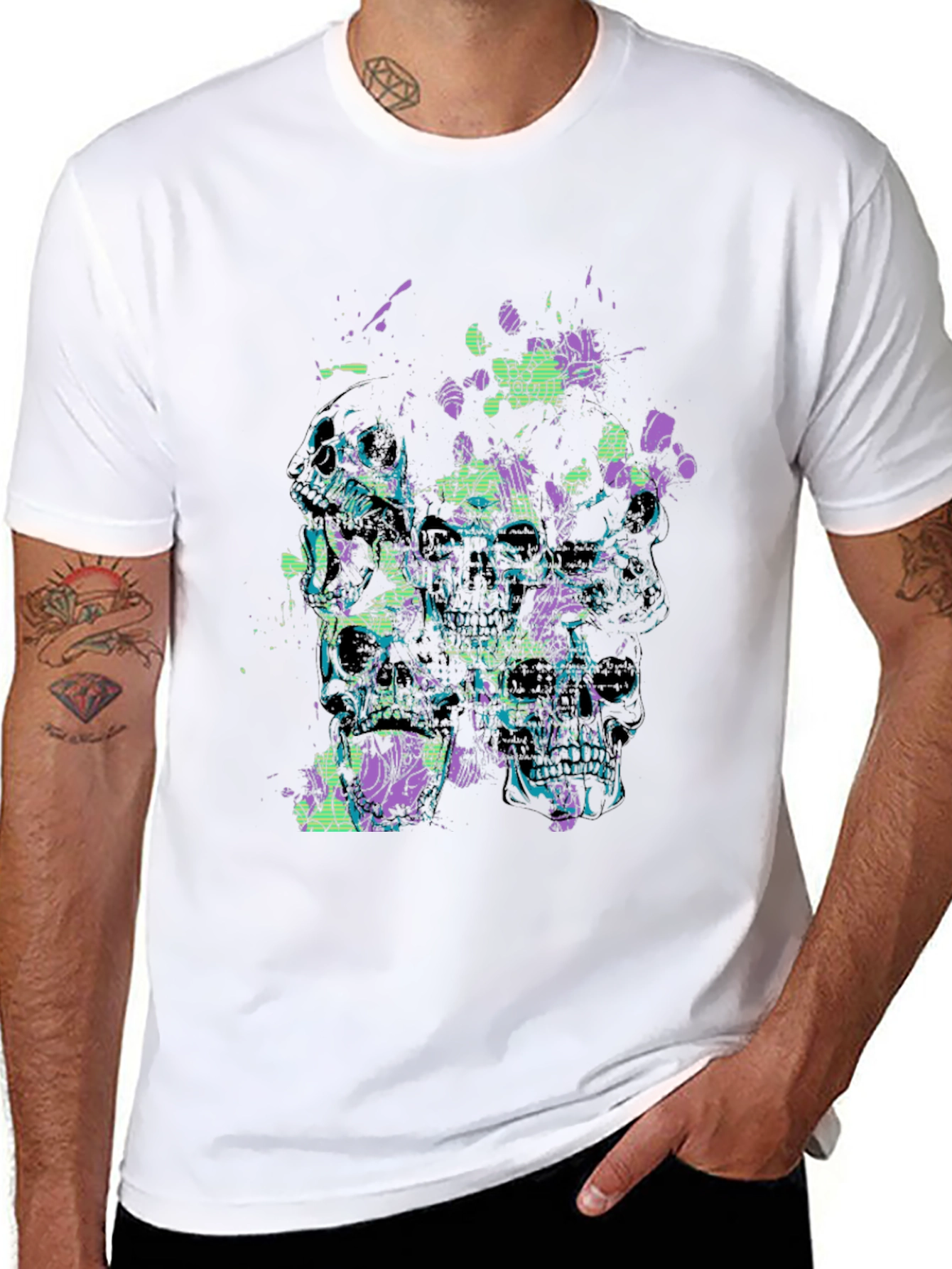 Skull Graphic Print Mens Black T-Shirt