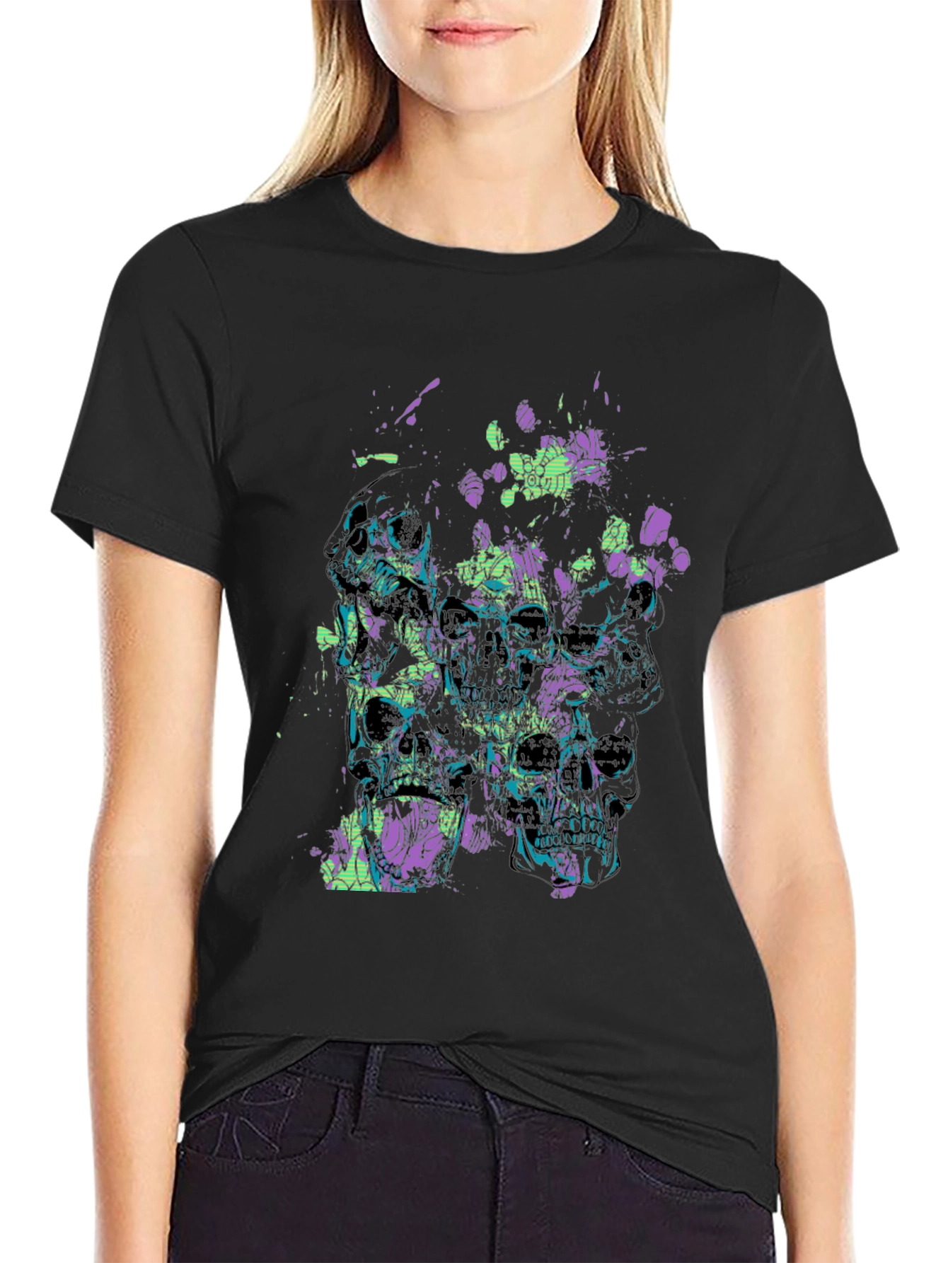 Skull Graphic Print Mens Black T-Shirt