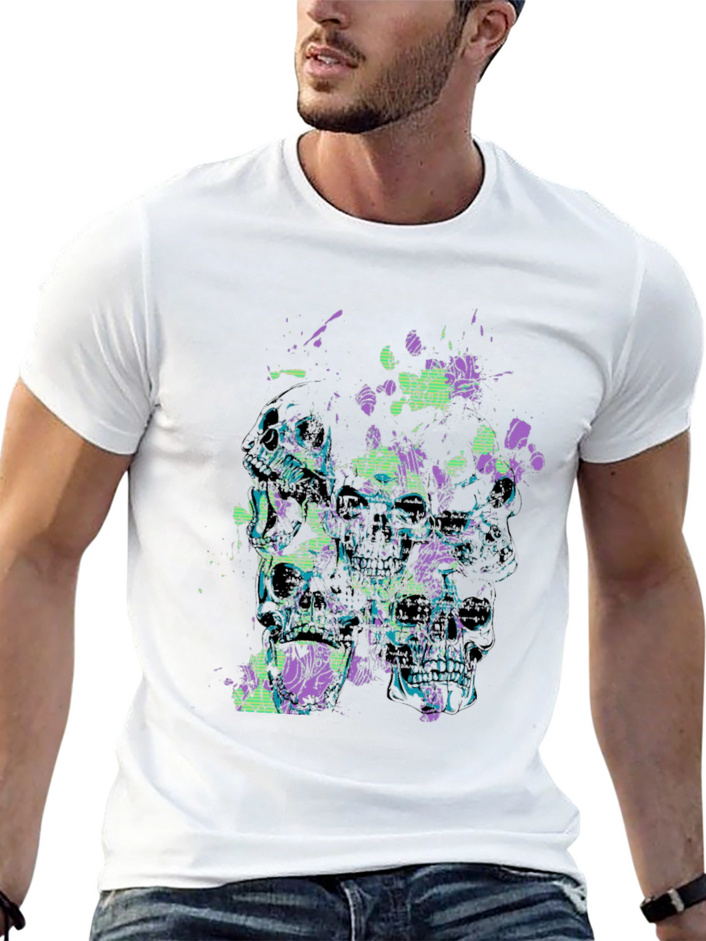 Skull Graphic Print Mens Black T-Shirt