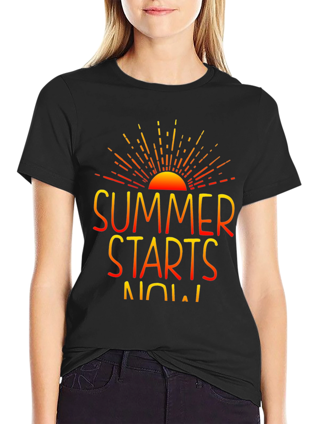 Summer Starts Now Graphic Print Black T-Shirt