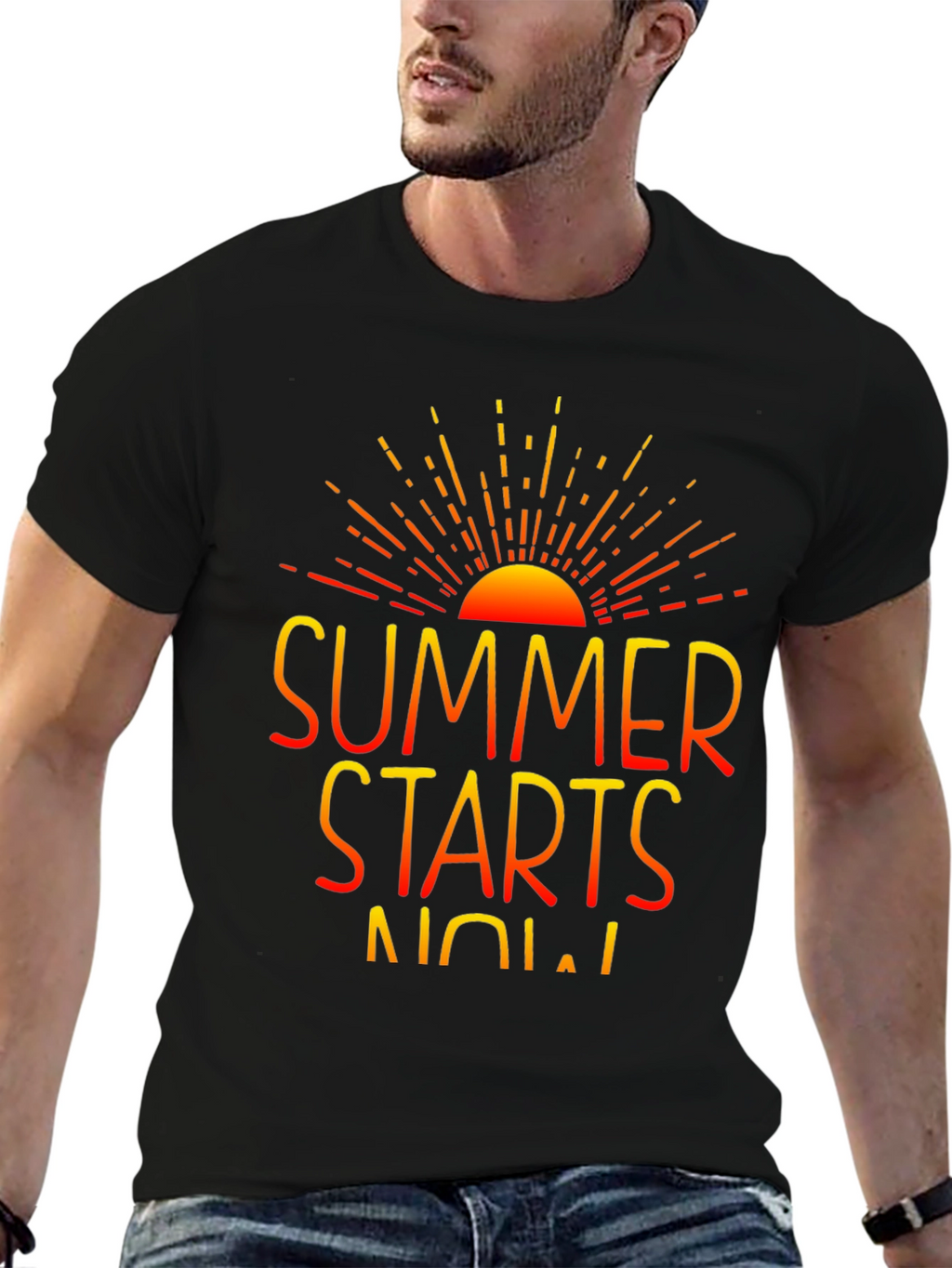 Summer Starts Now Graphic Print Black T-Shirt