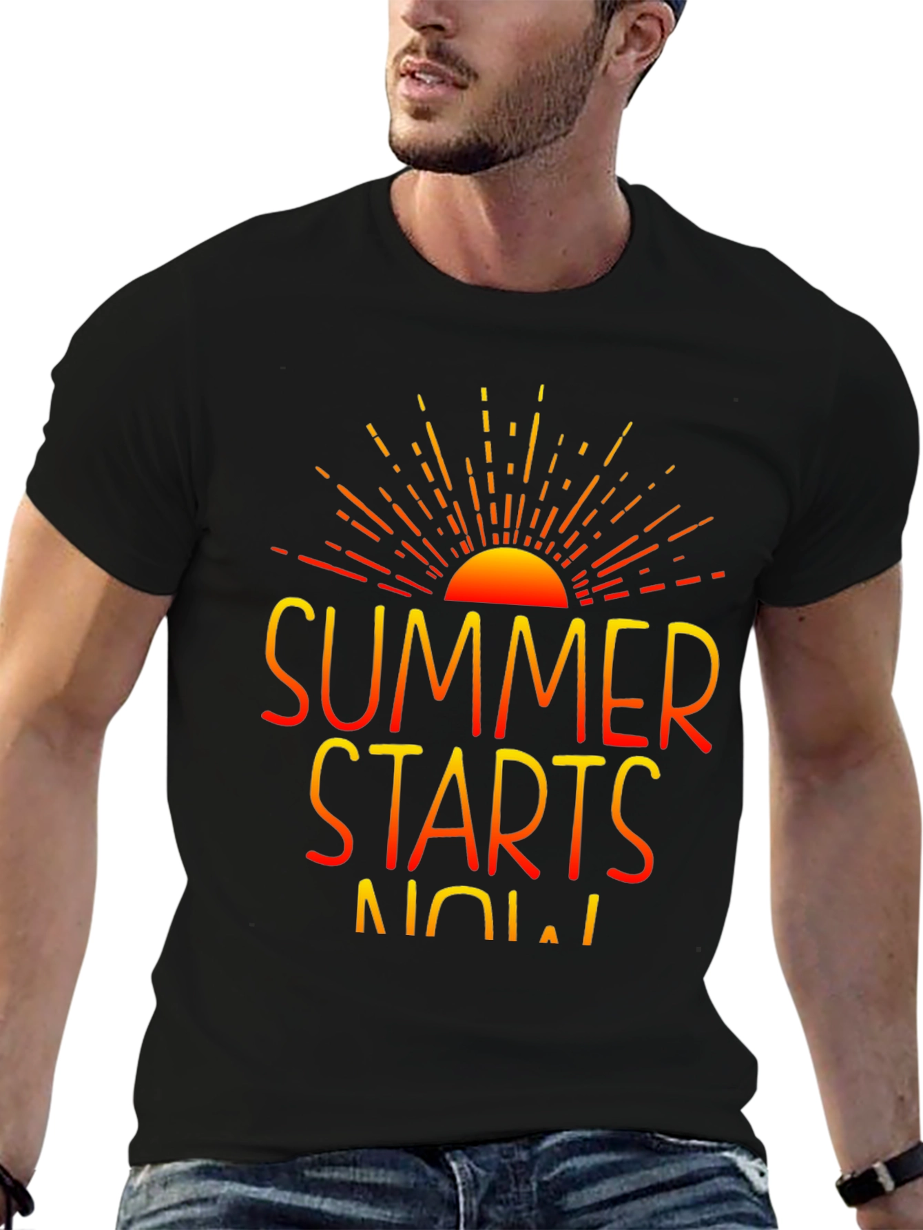Summer Starts Now Graphic Print Black T-Shirt