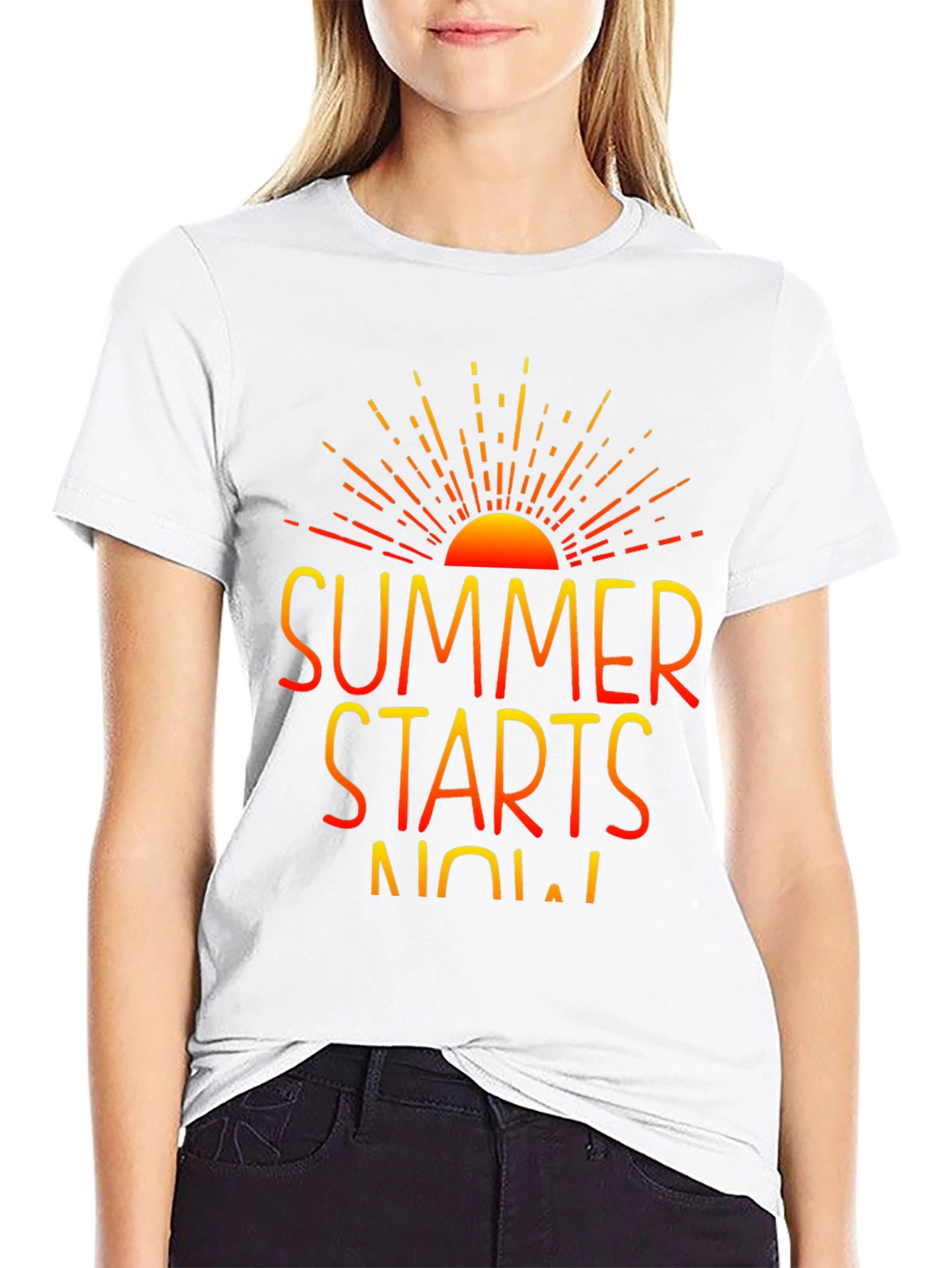 Summer Starts Now Graphic Print Black T-Shirt