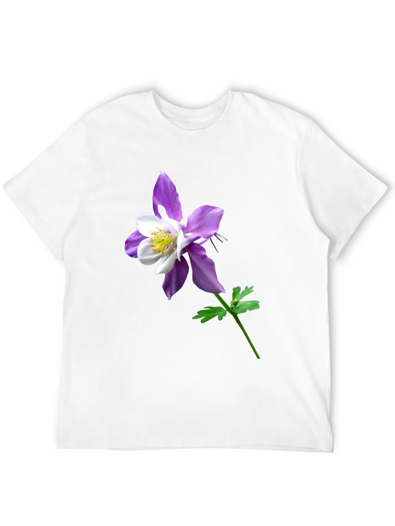 Columbine Flower Graphic Tee - Casual Comfort