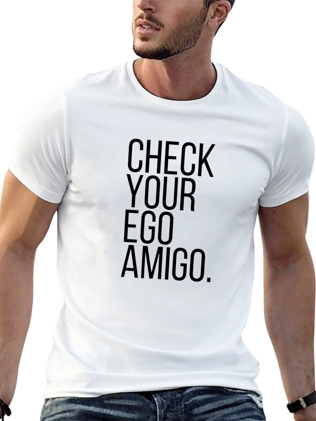Check Your Ego Amigo Black Graphic Tee