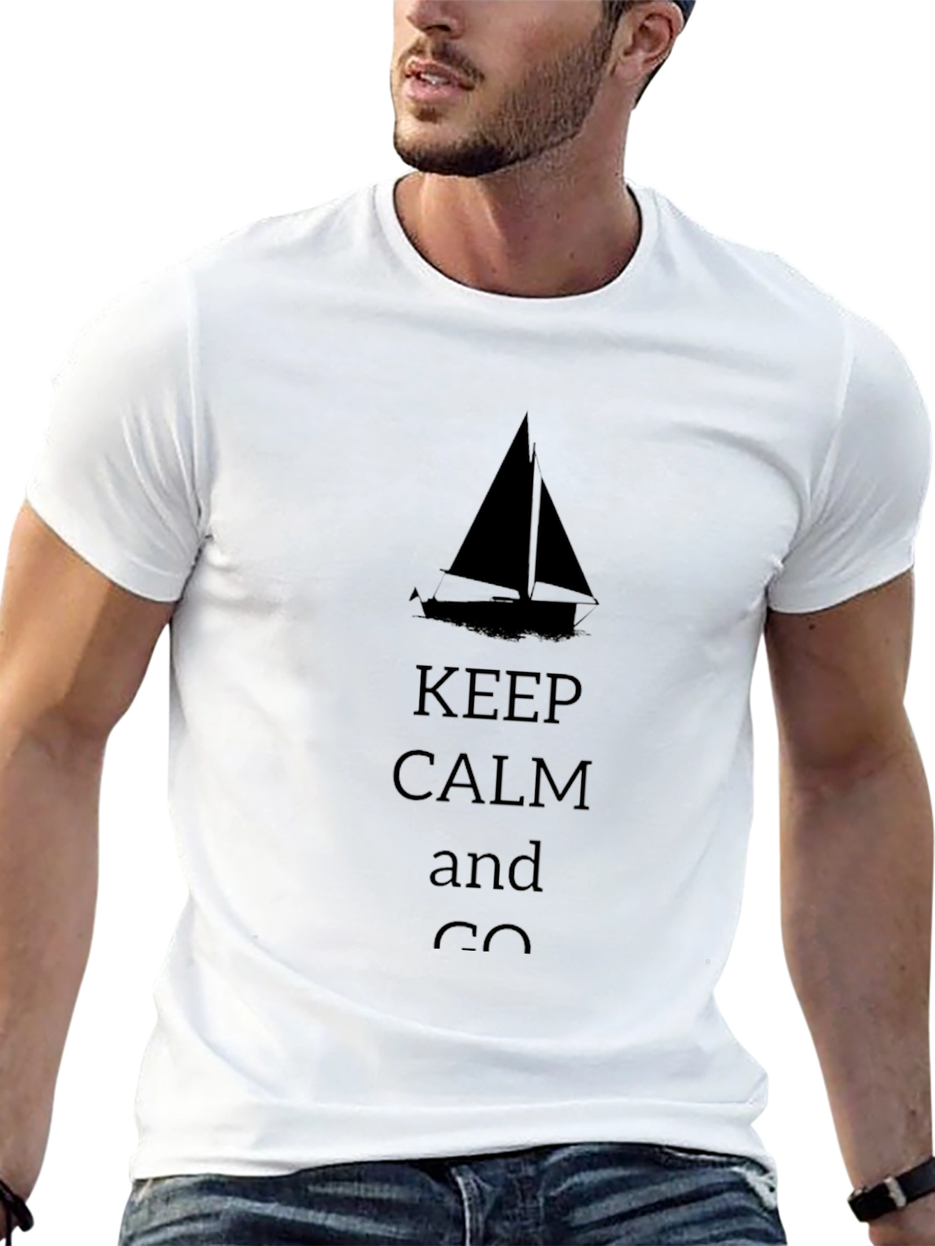 Keep Calm Sailboat Black T-Shirt