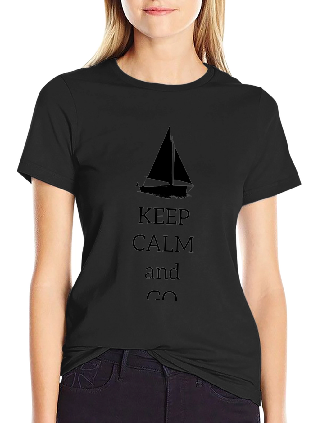 Keep Calm Sailboat Black T-Shirt