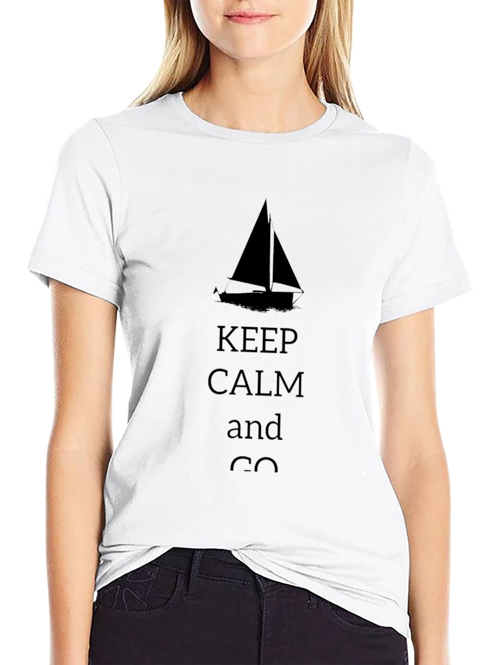 Keep Calm Sailboat Black T-Shirt