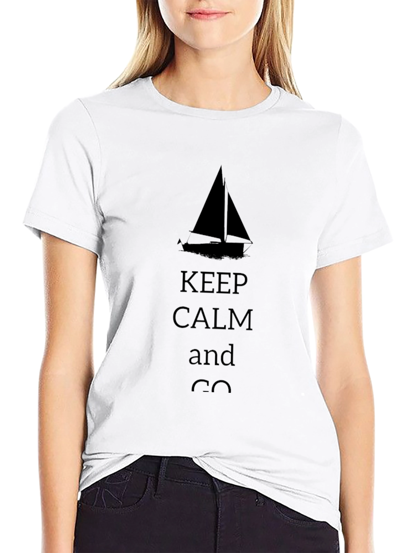 Keep Calm Sailboat Black T-Shirt