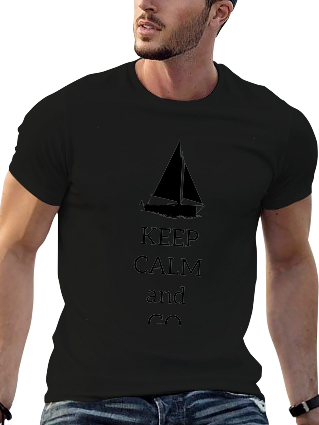Keep Calm Sailboat Black T-Shirt