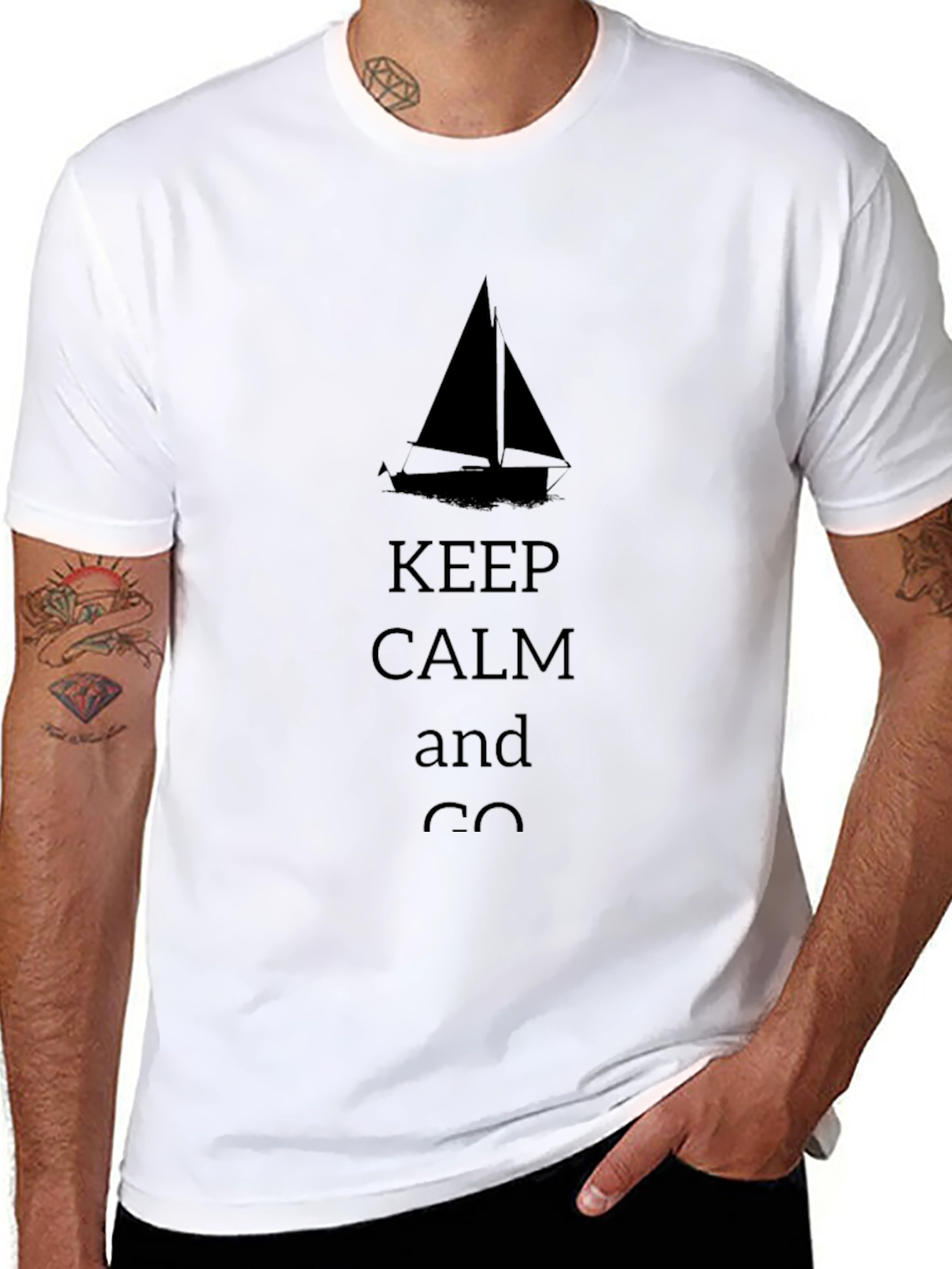 Keep Calm Sailboat Black T-Shirt