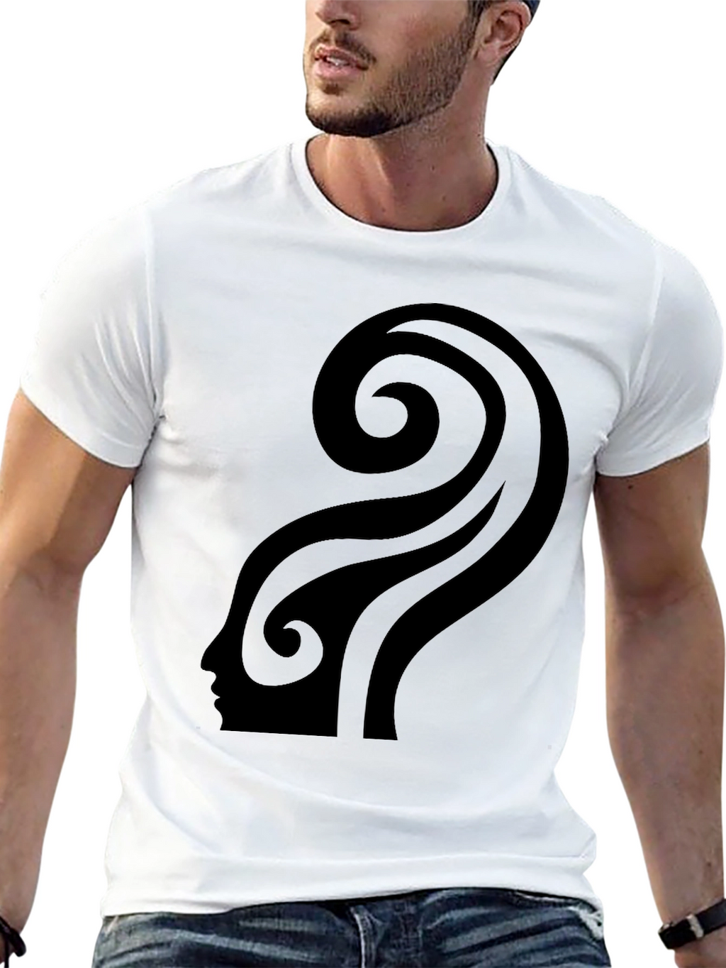 Abstract Silhouette Graphic Black T-Shirt