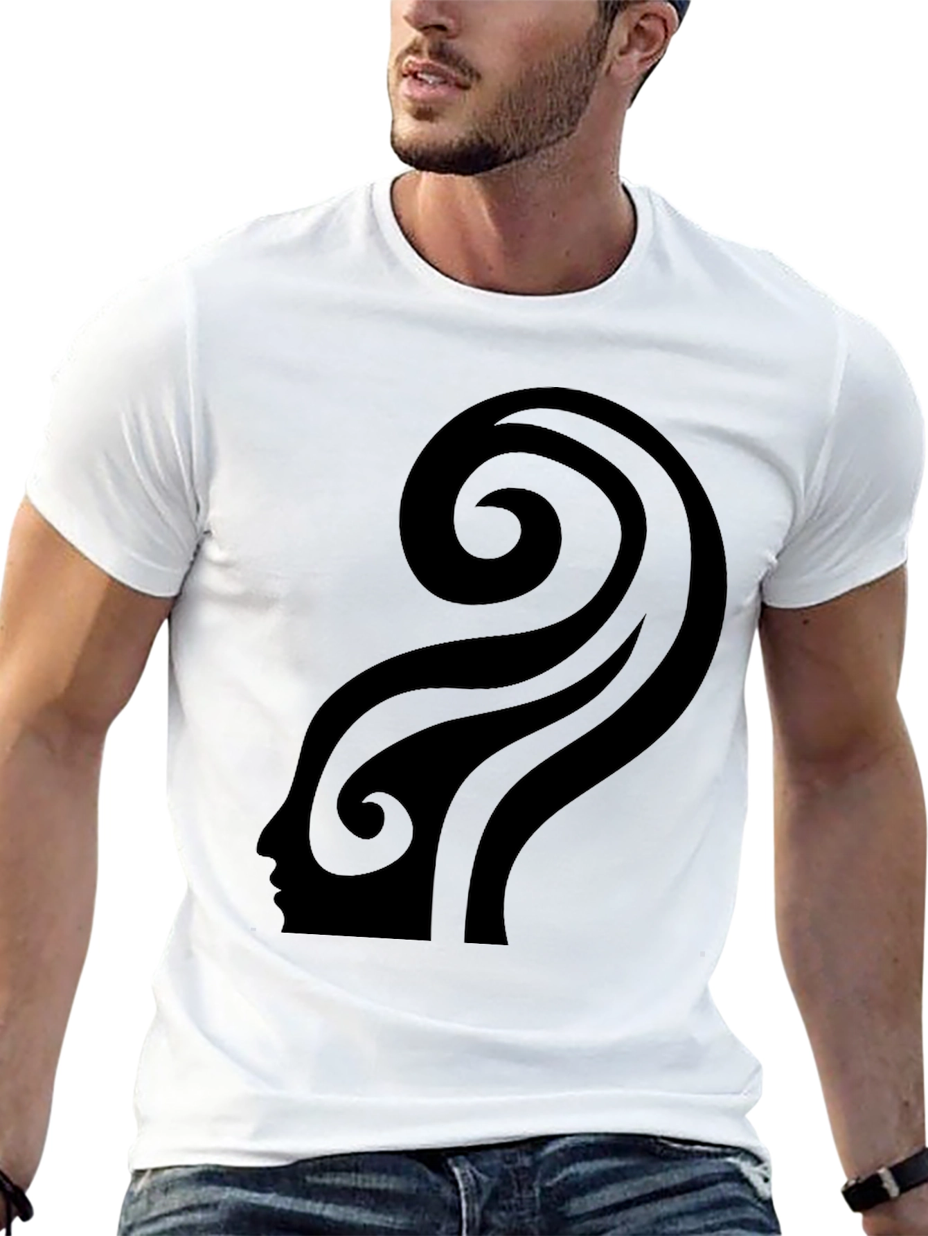 Abstract Silhouette Graphic Black T-Shirt
