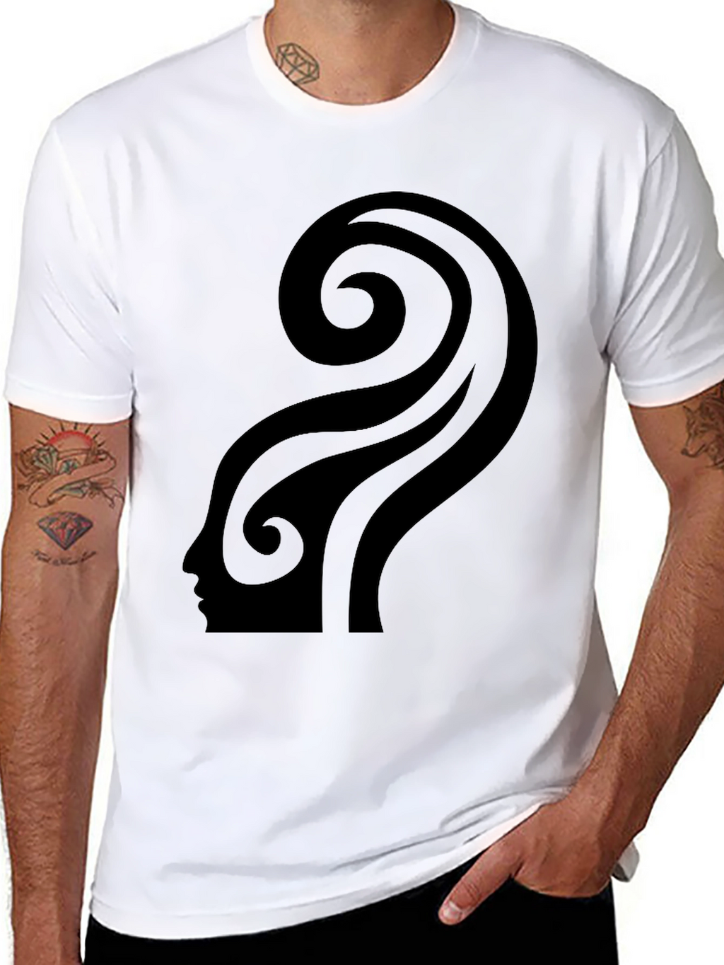 Abstract Silhouette Graphic Black T-Shirt