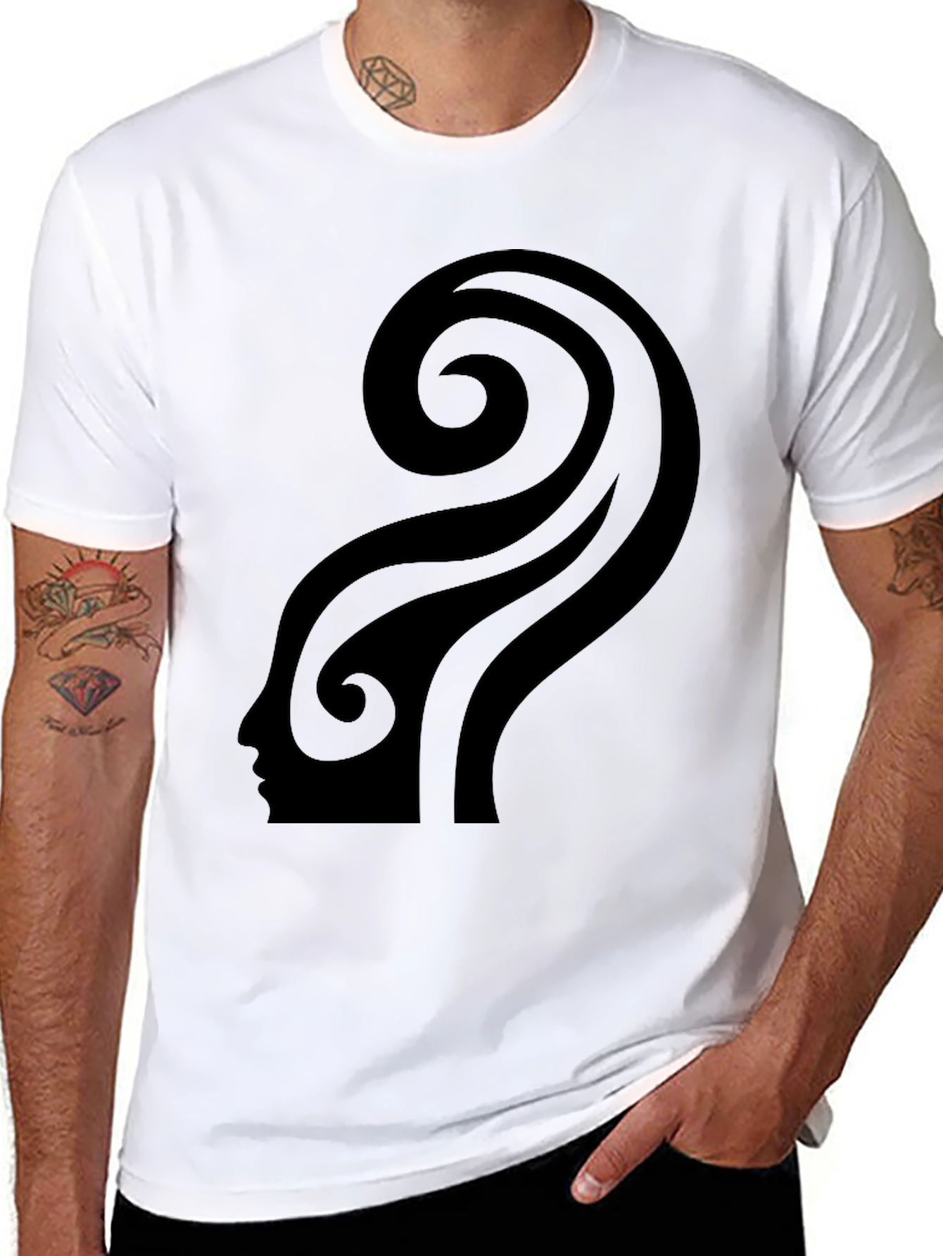 Abstract Silhouette Graphic Black T-Shirt