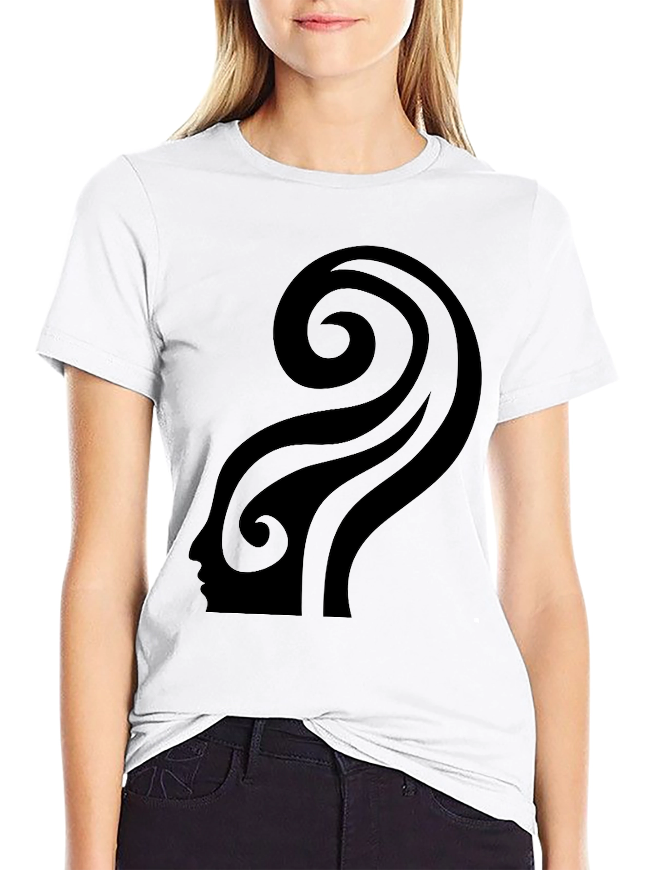 Abstract Silhouette Graphic Black T-Shirt