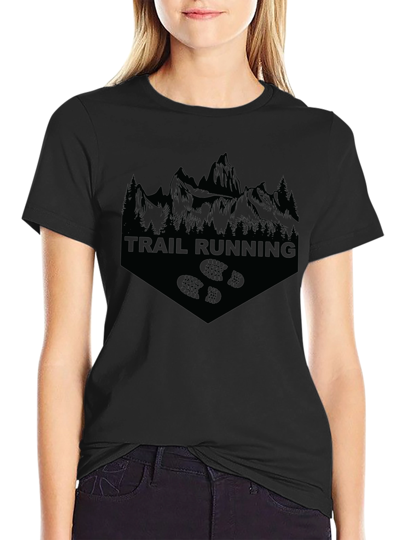 Trail Running Black T-Shirt | Mountain Graphic Tee