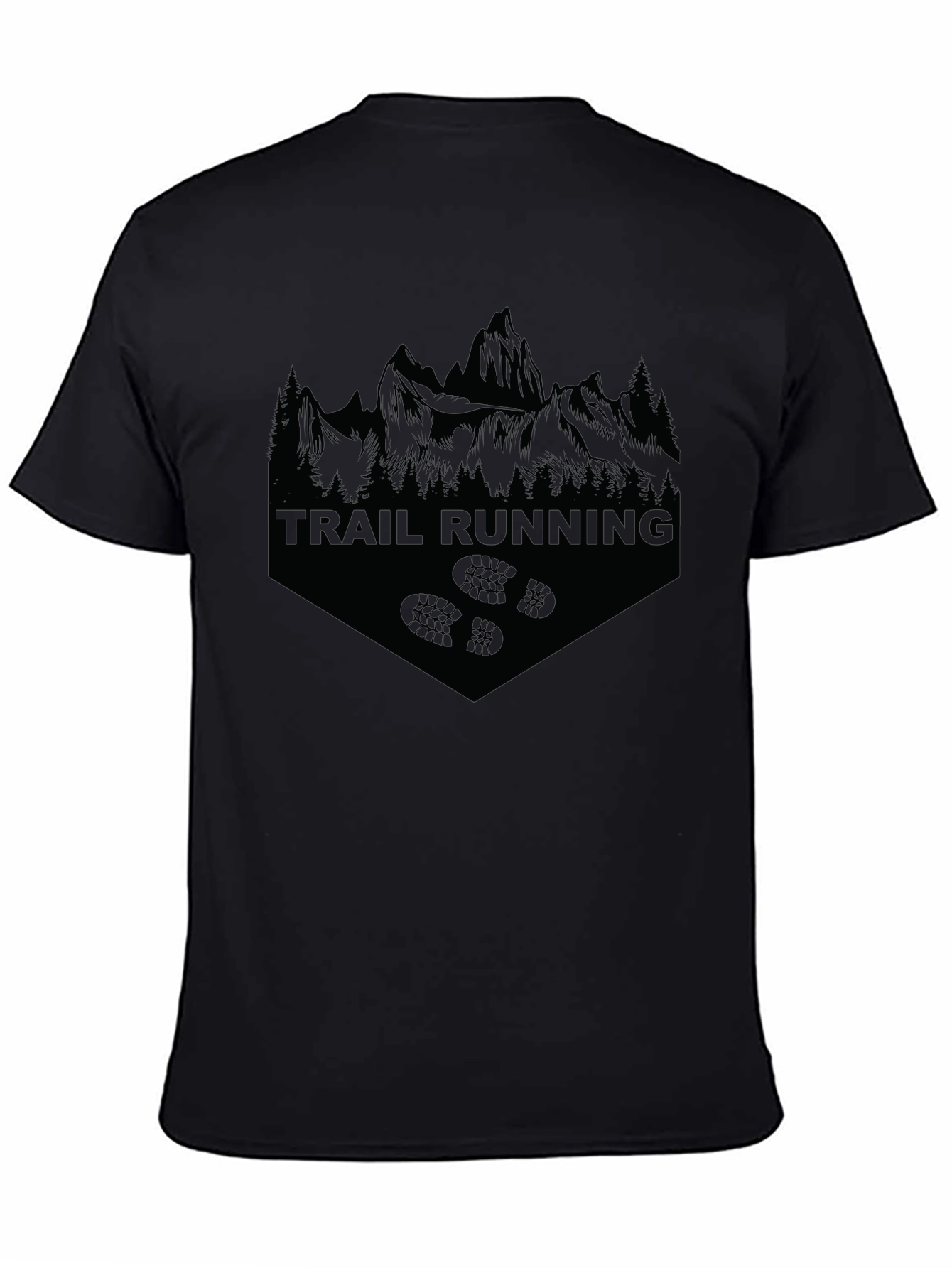 Trail Running Black T-Shirt | Mountain Graphic Tee
