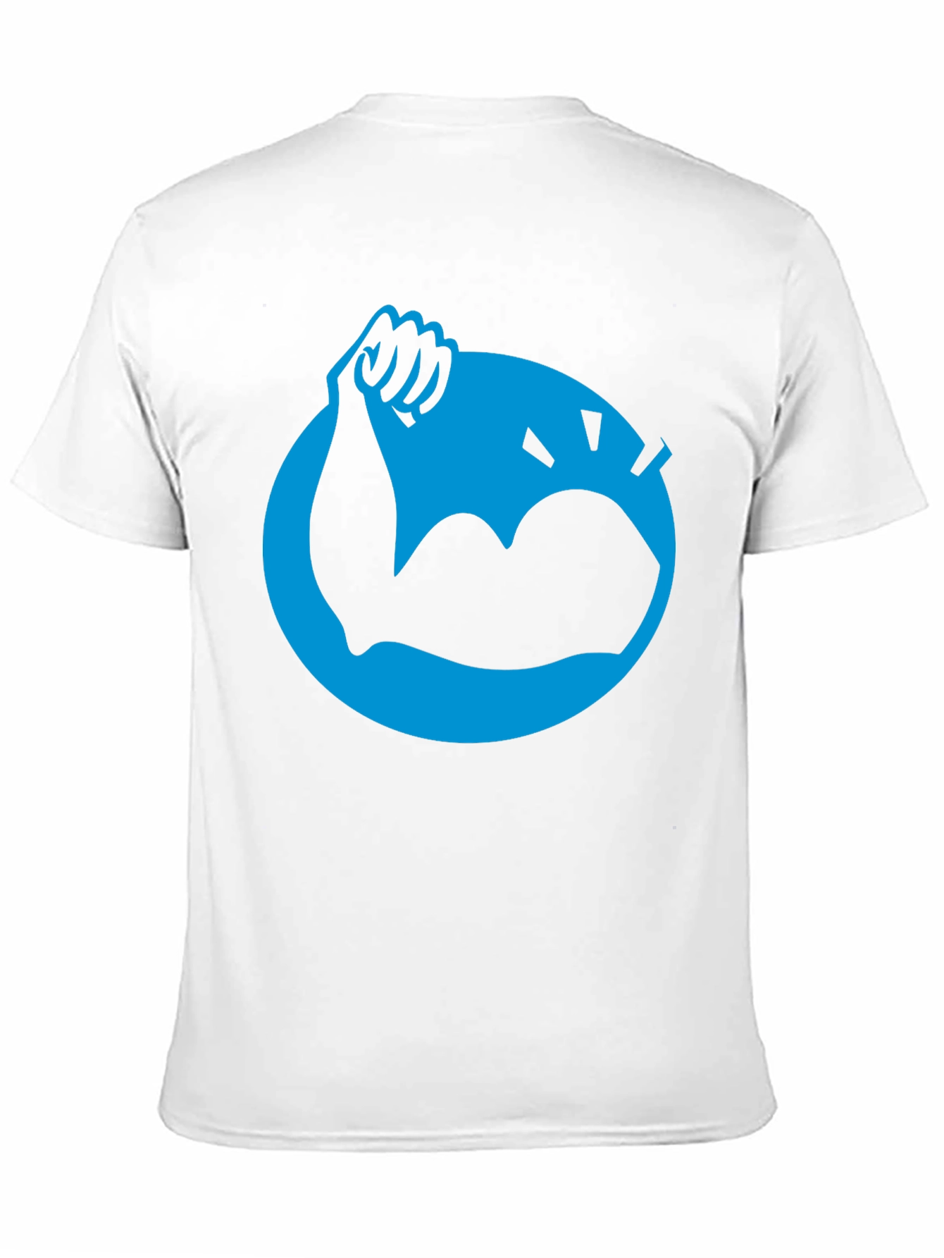 Black T-Shirt with Blue Muscle Arm Graphic