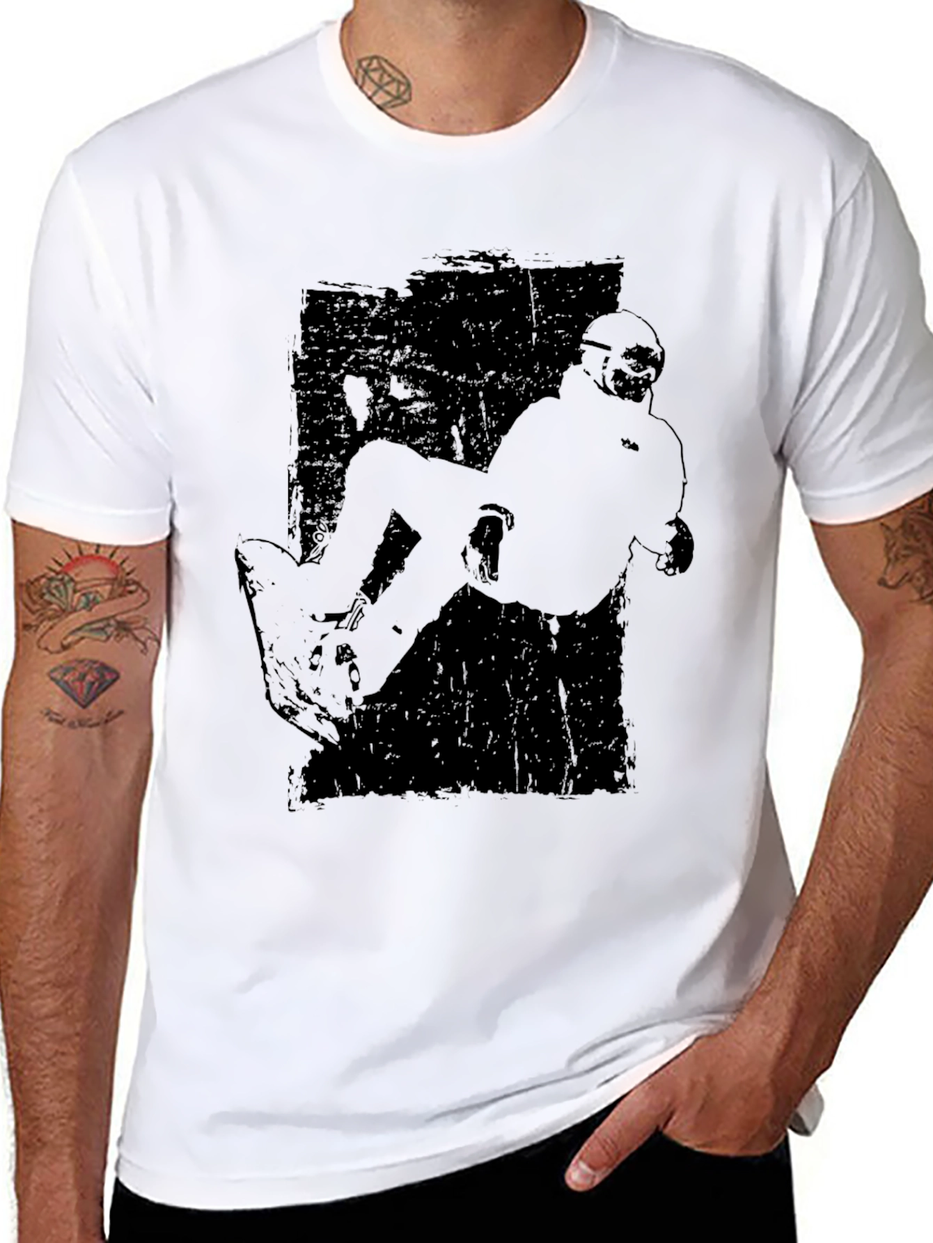 Black T-Shirt with Snowboarder Graphic