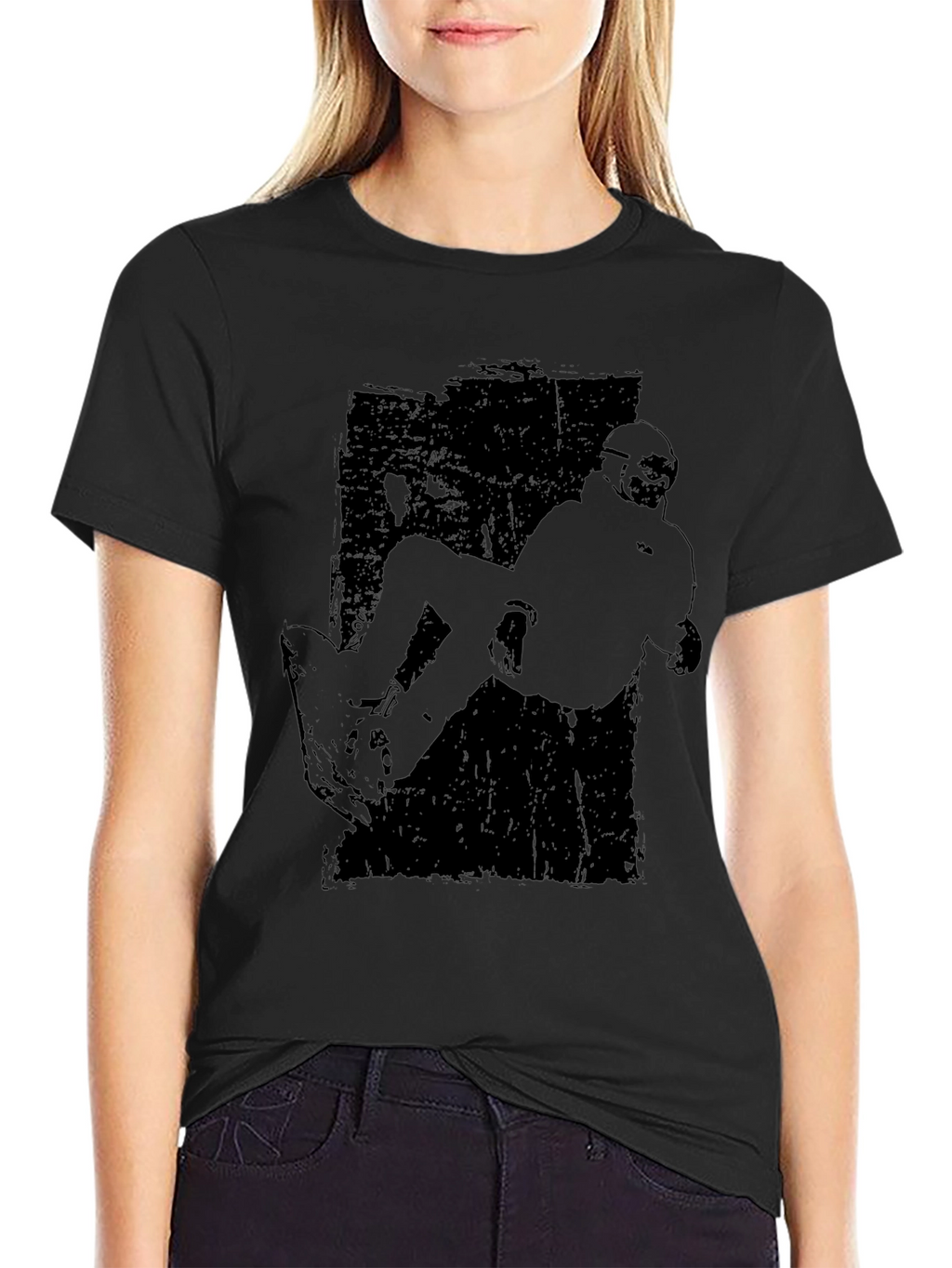 Black T-Shirt with Snowboarder Graphic