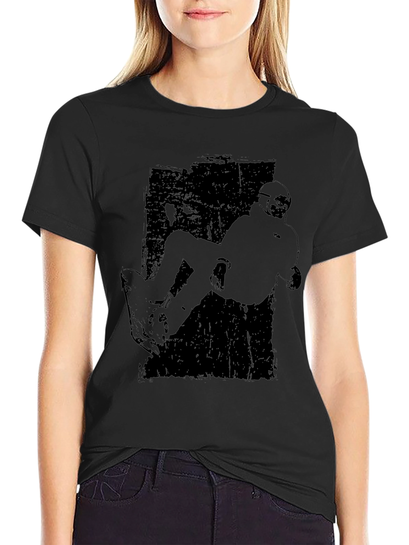 Black T-Shirt with Snowboarder Graphic