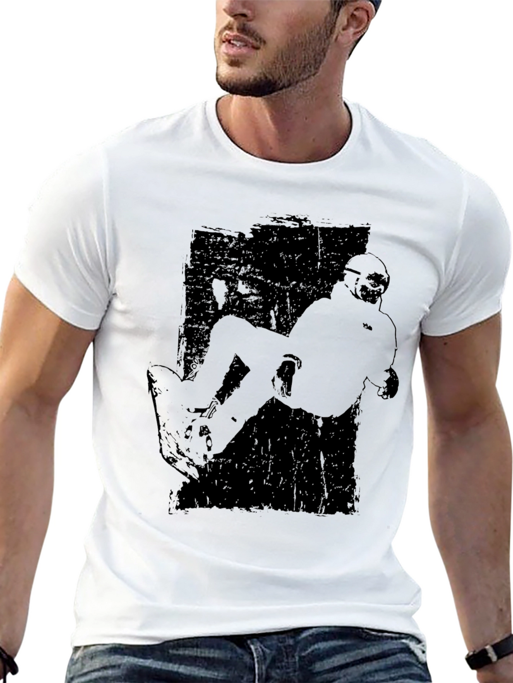 Black T-Shirt with Snowboarder Graphic