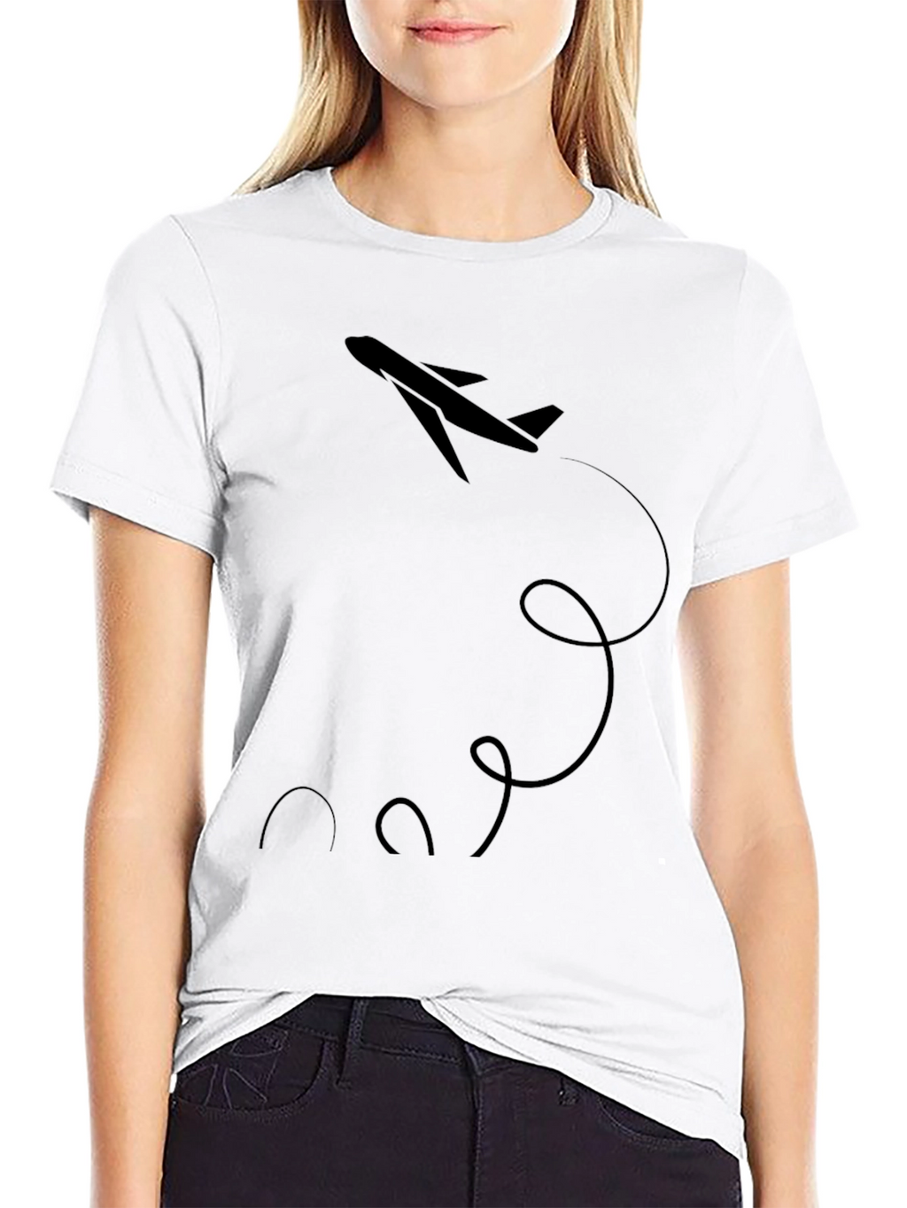 Airplane Graphic Tee - Black Cotton Comfort