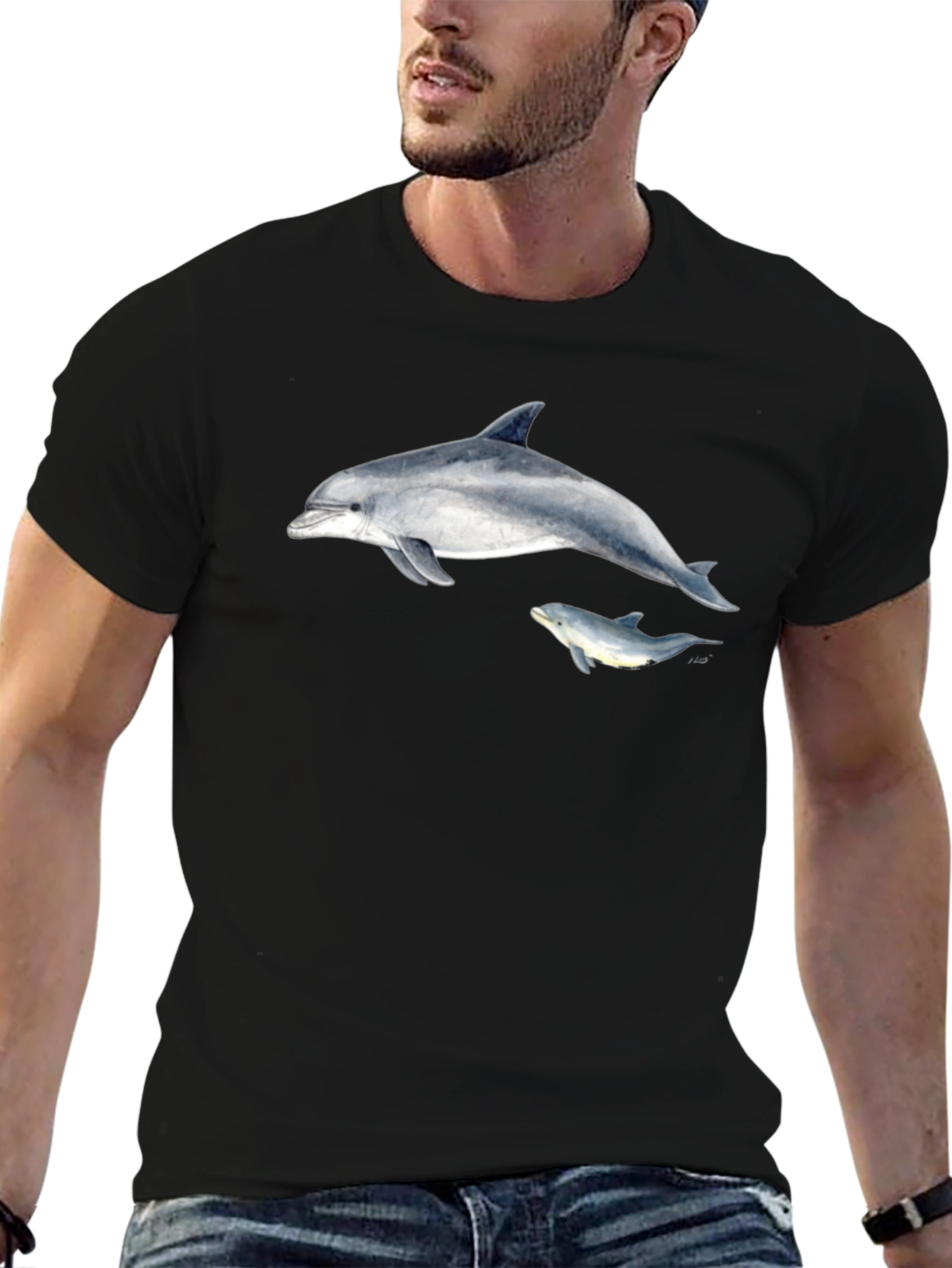Dolphin Graphic Black T-Shirt