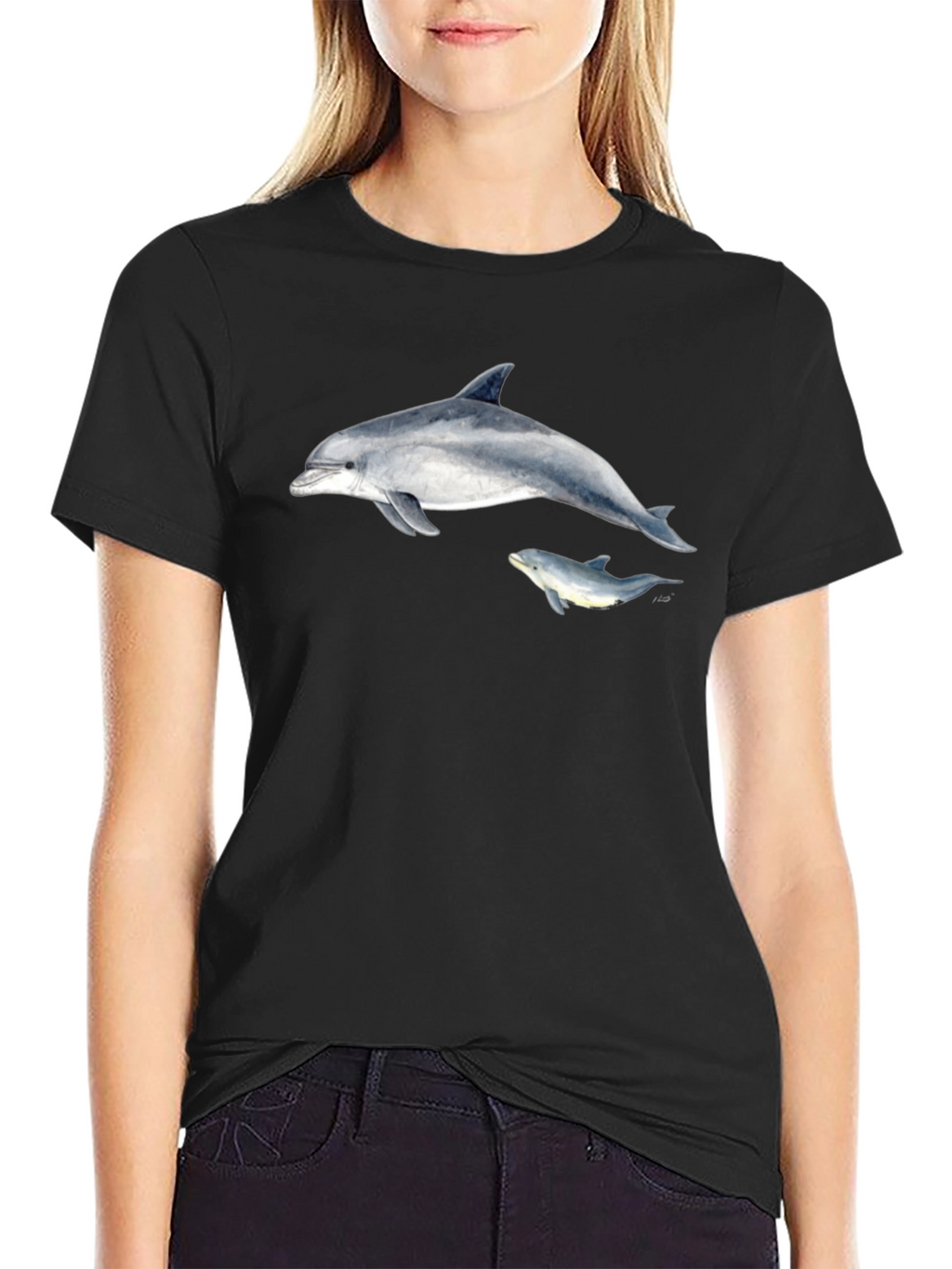 Dolphin Graphic Black T-Shirt