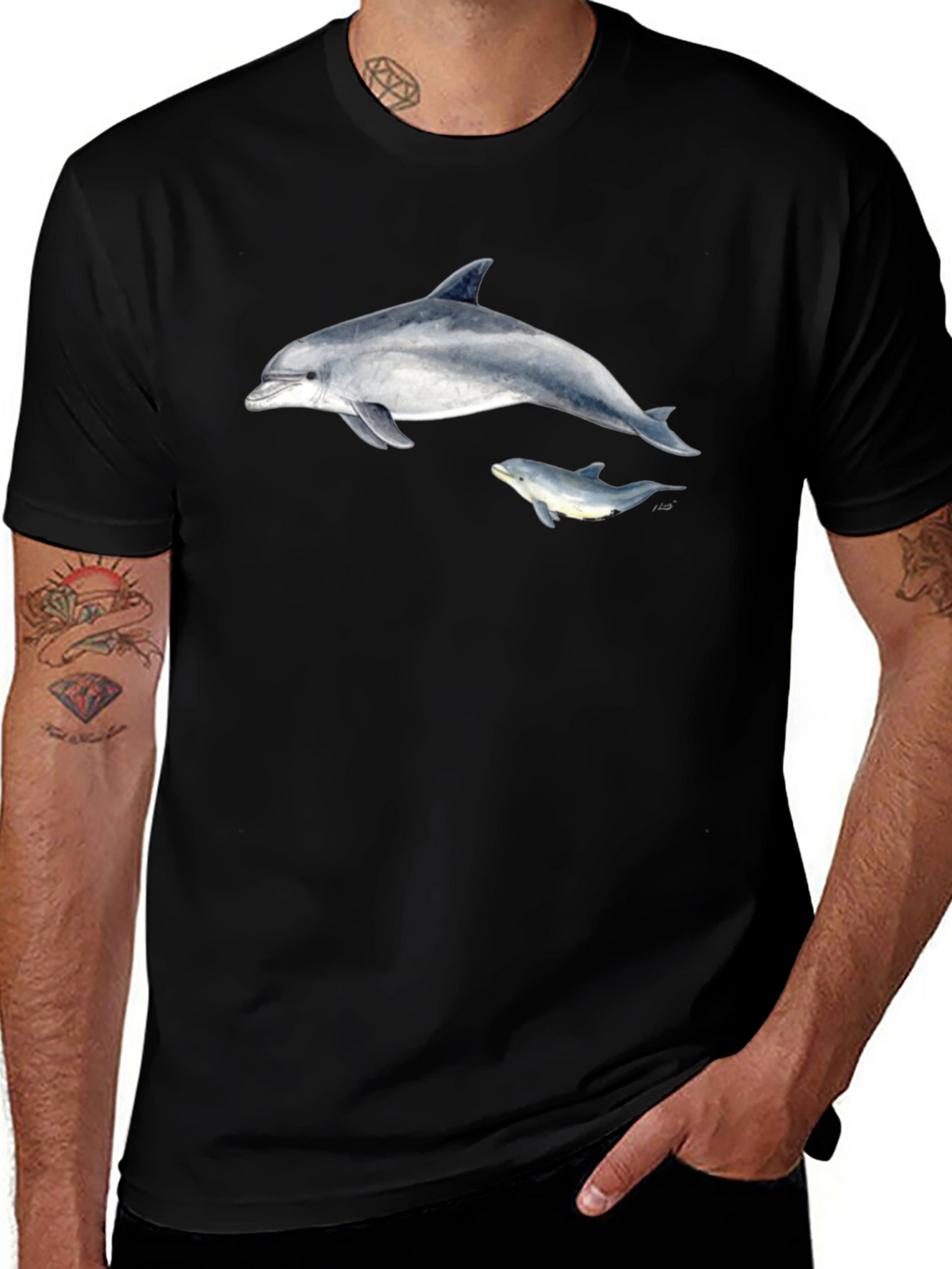 Dolphin Graphic Black T-Shirt