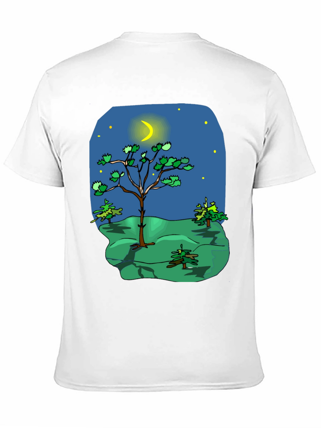 Cartoon Nature Scene Black T-Shirt