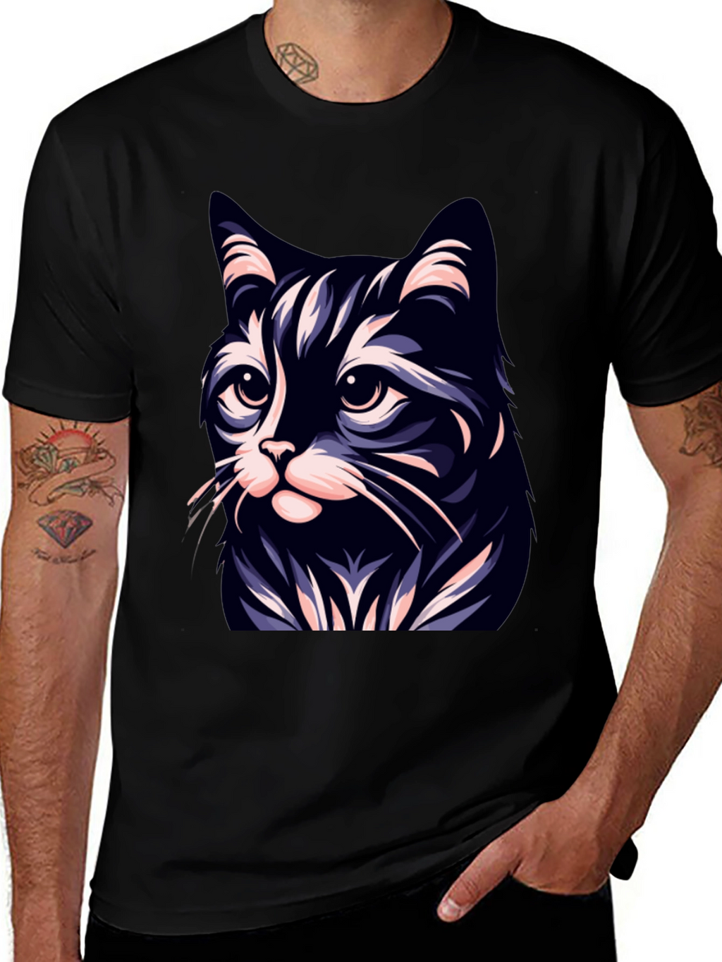 Cool Cat T-Shirt - Black - Stylish Cat Design