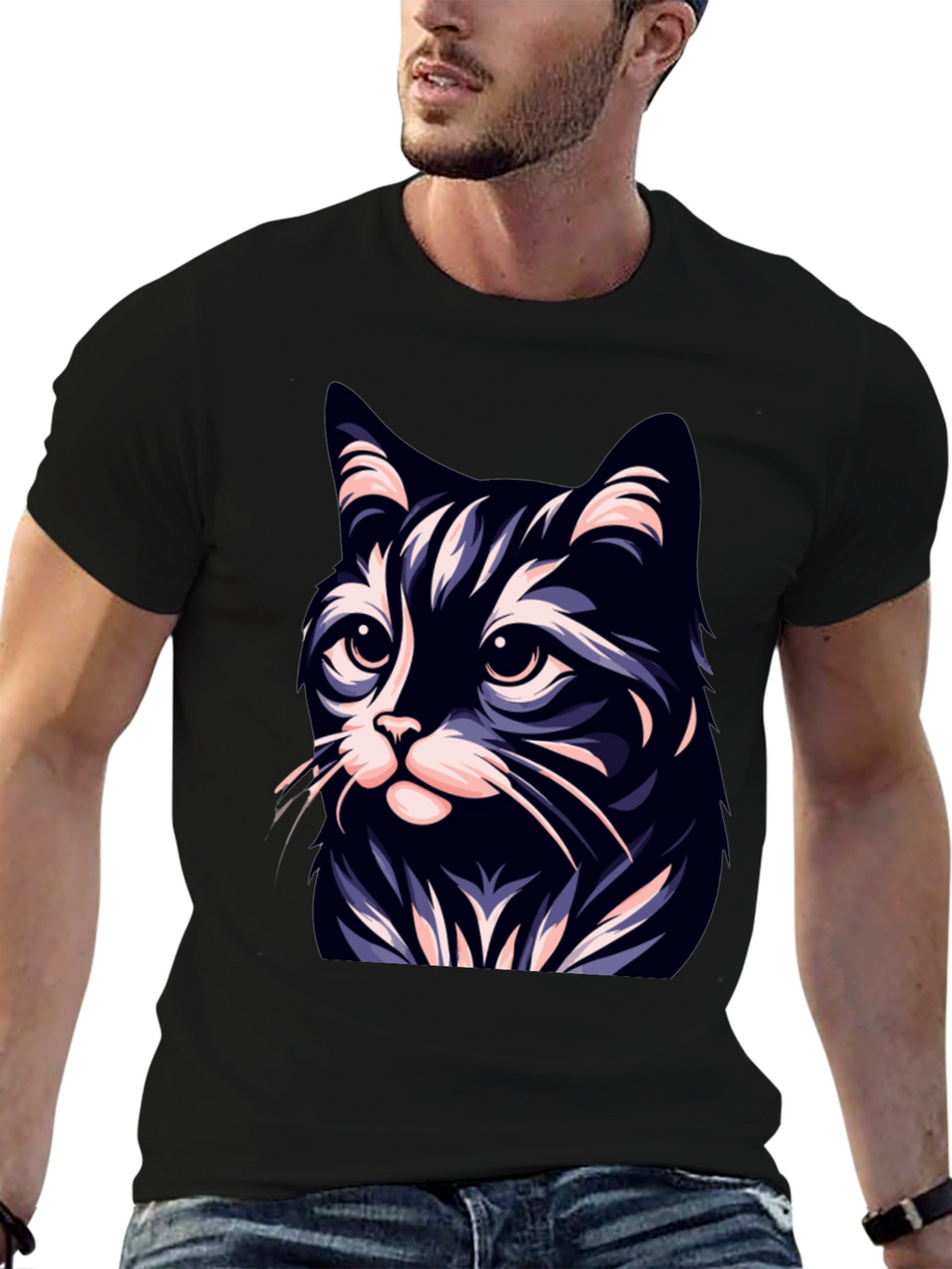 Cool Cat T-Shirt - Black - Stylish Cat Design
