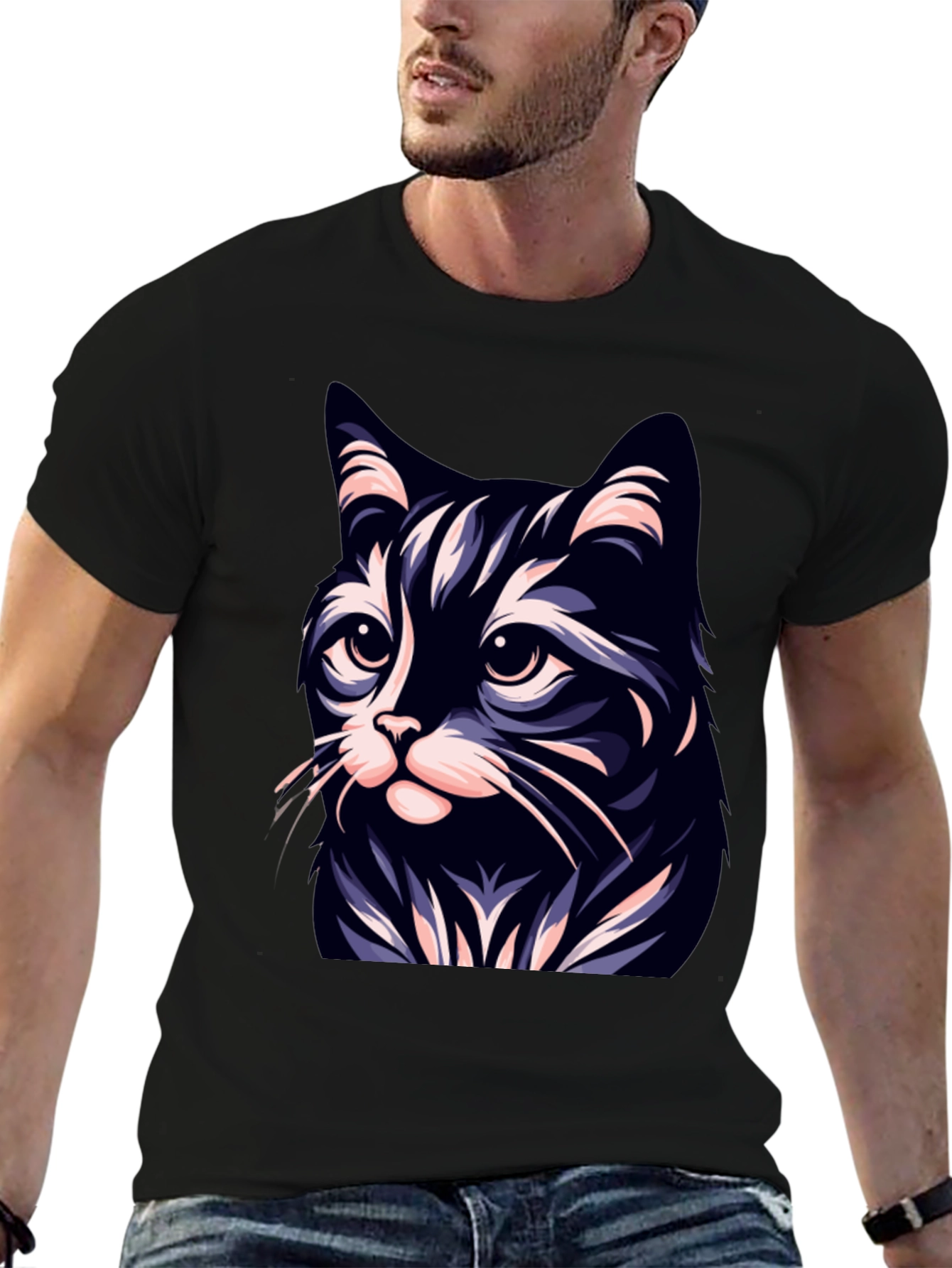 Cool Cat T-Shirt - Black - Stylish Cat Design