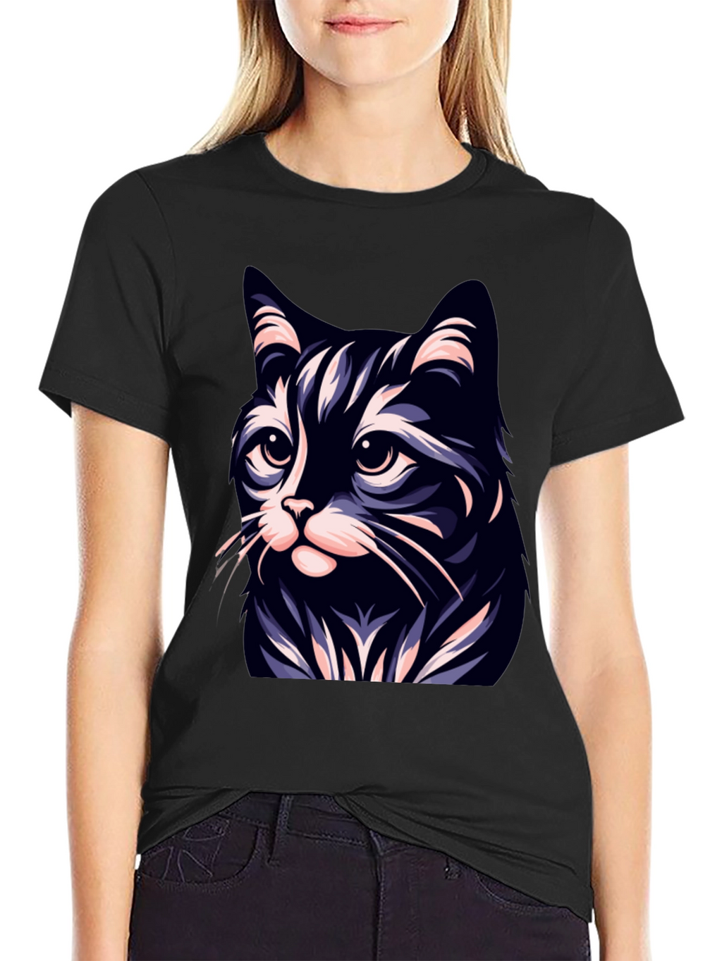 Cool Cat T-Shirt - Black - Stylish Cat Design