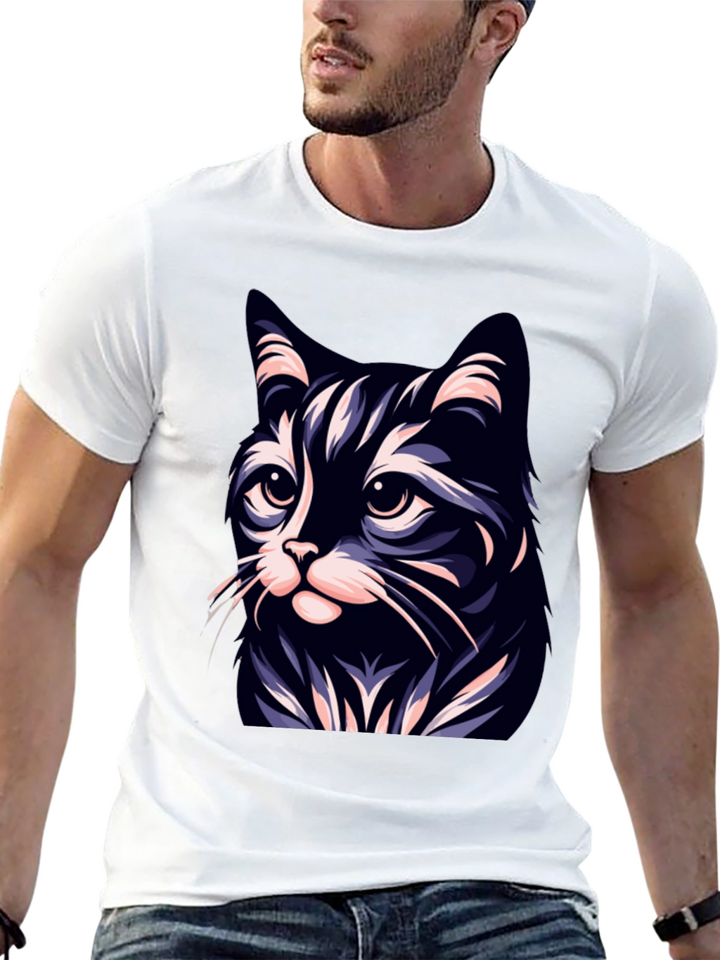 Cool Cat T-Shirt - Black - Stylish Cat Design