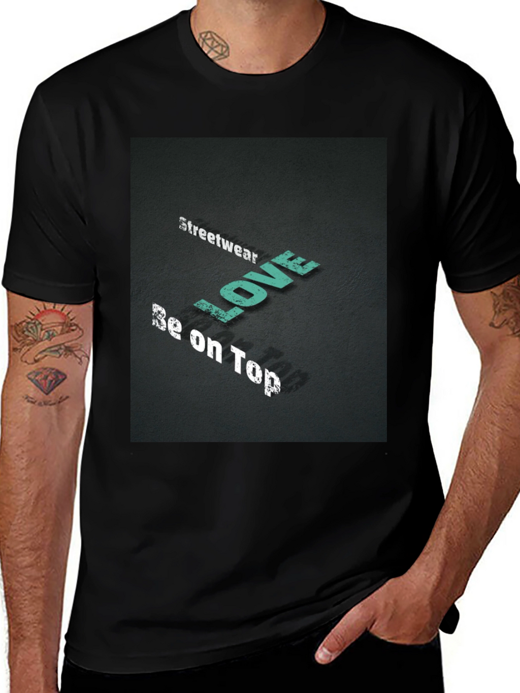 Streetwear Love Be on Top Black Graphic Tee