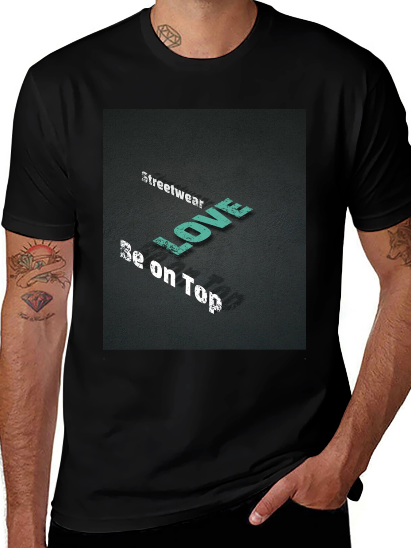 Streetwear Love Be on Top Black Graphic Tee