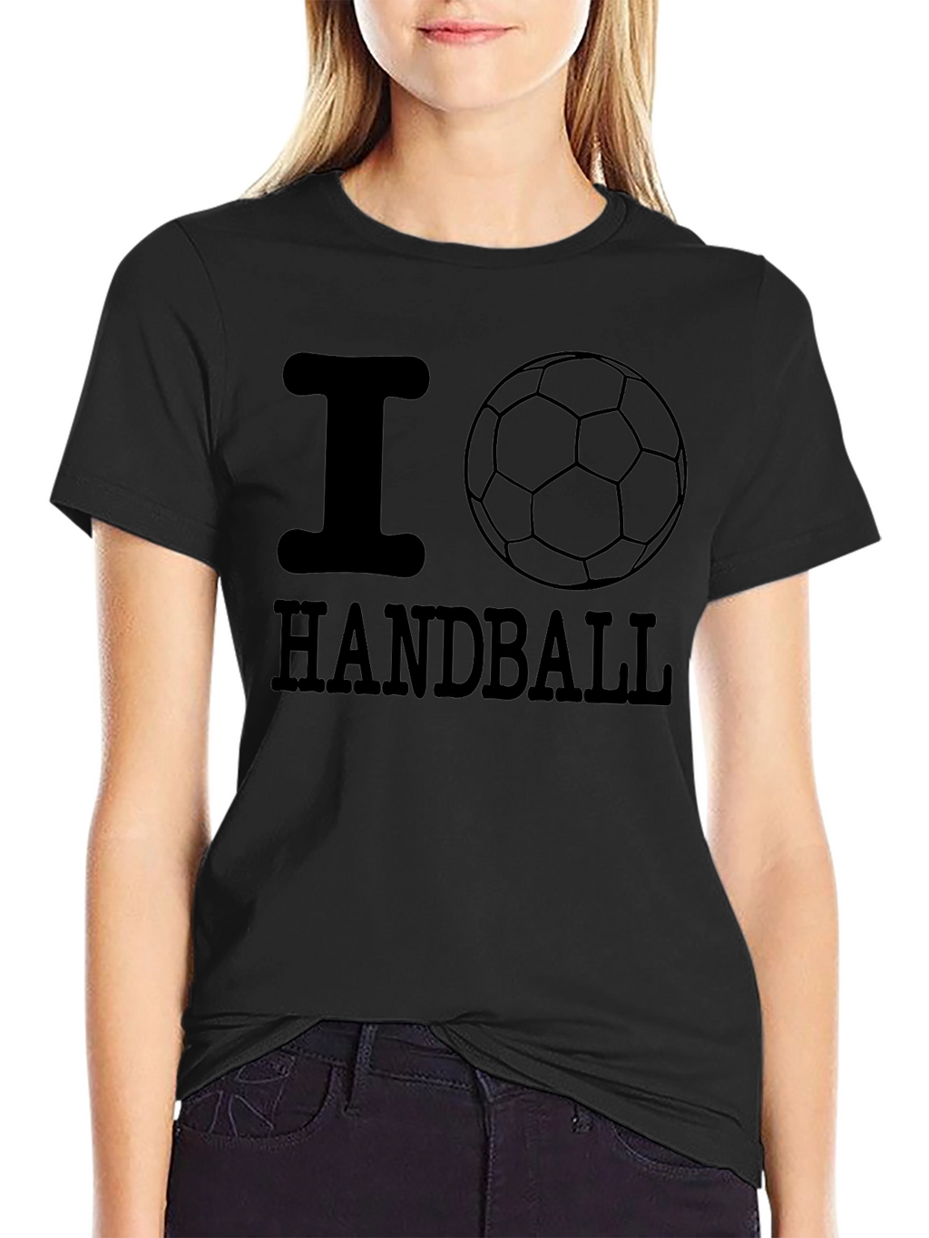 I Love Handball Graphic Tee - Black Cotton T-Shirt