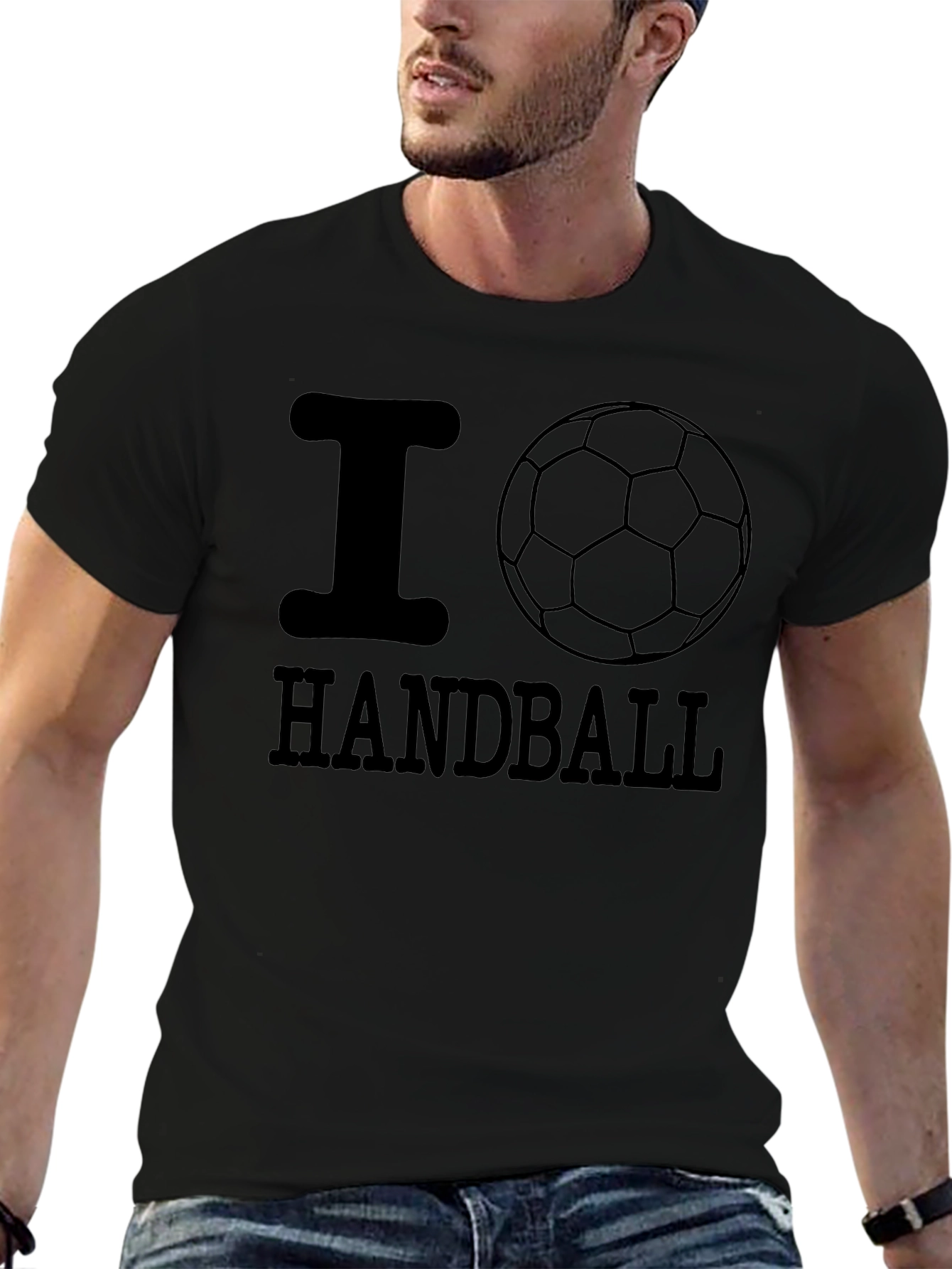 I Love Handball Graphic Tee - Black Cotton T-Shirt