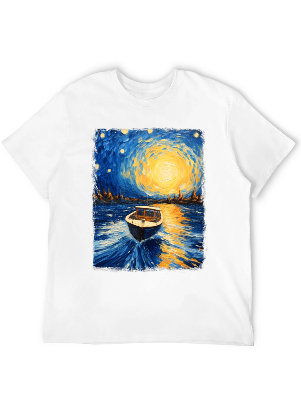 Starry Night Boat Graphic T-Shirt
