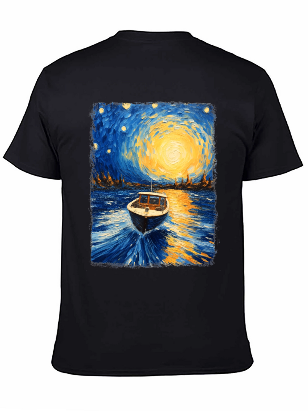 Starry Night Boat Graphic T-Shirt