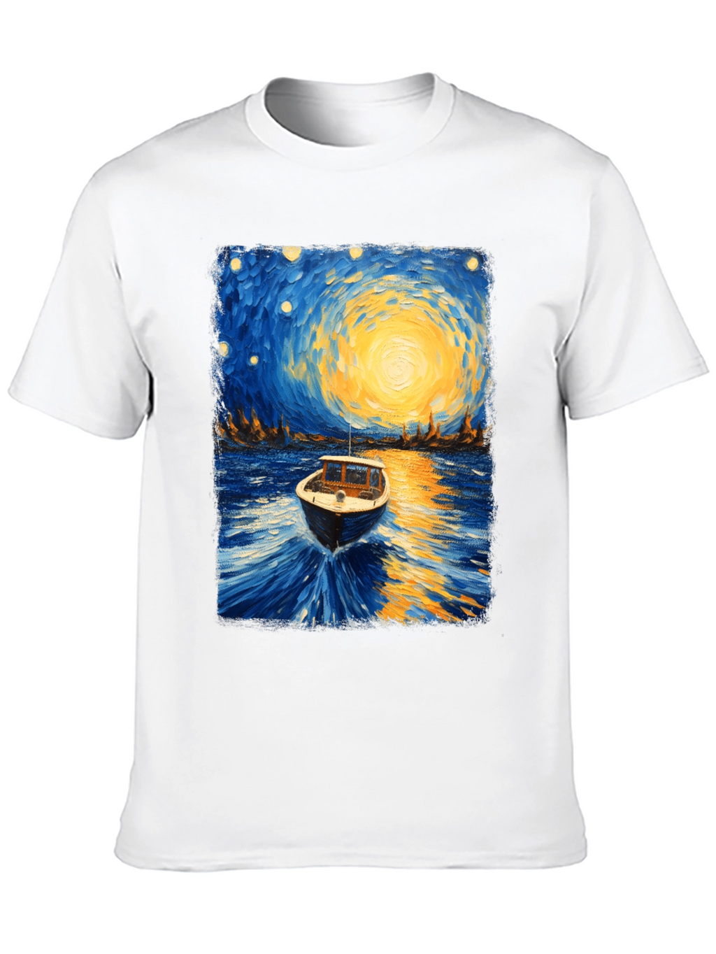 Starry Night Boat Graphic T-Shirt