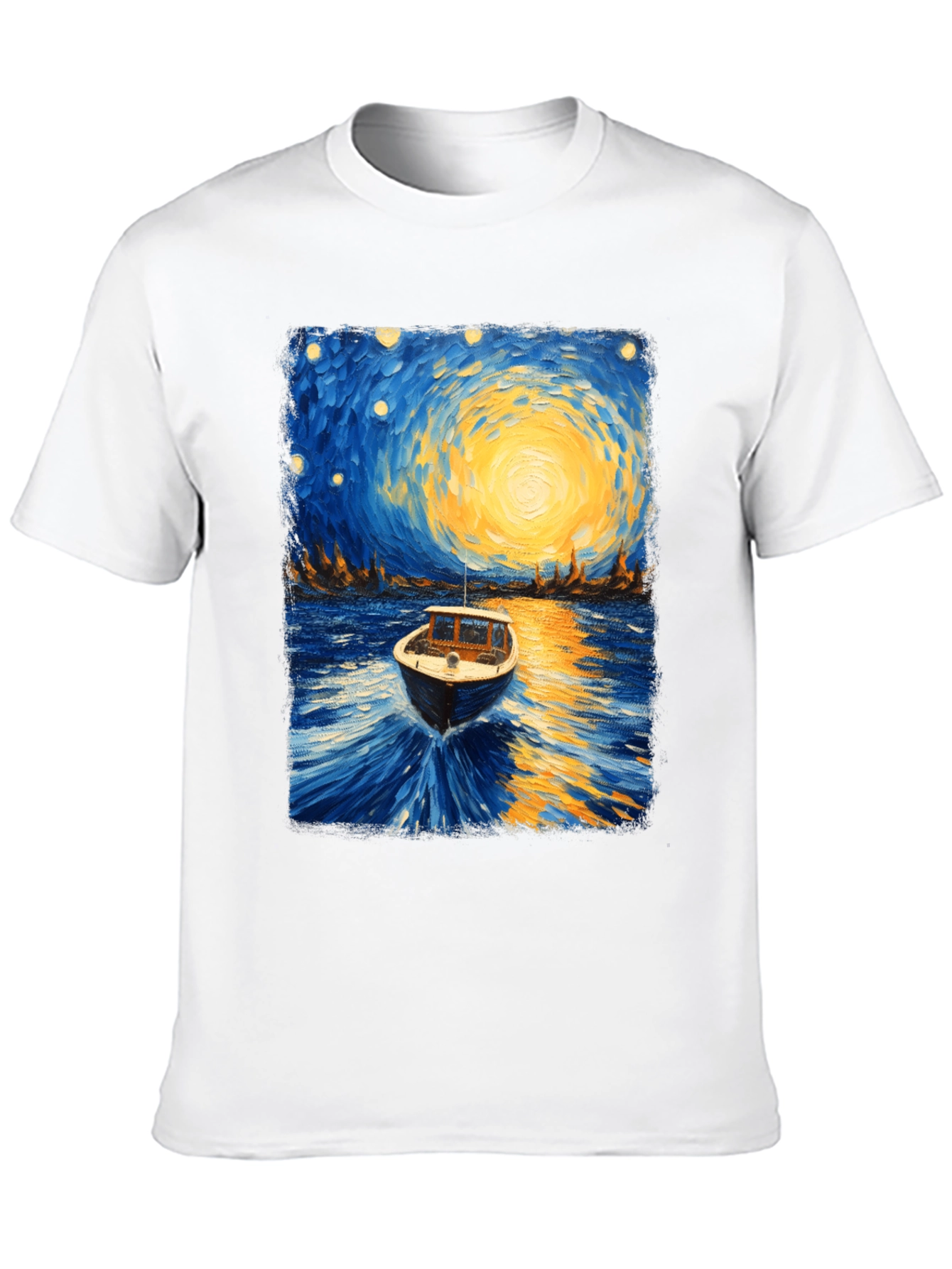 Starry Night Boat Graphic T-Shirt