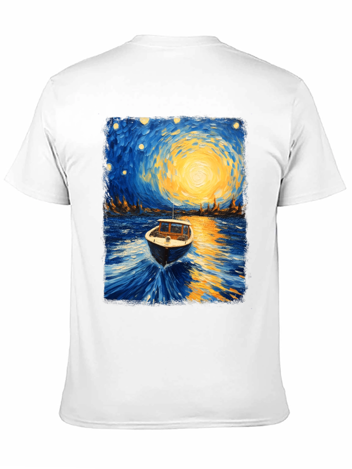 Starry Night Boat Graphic T-Shirt