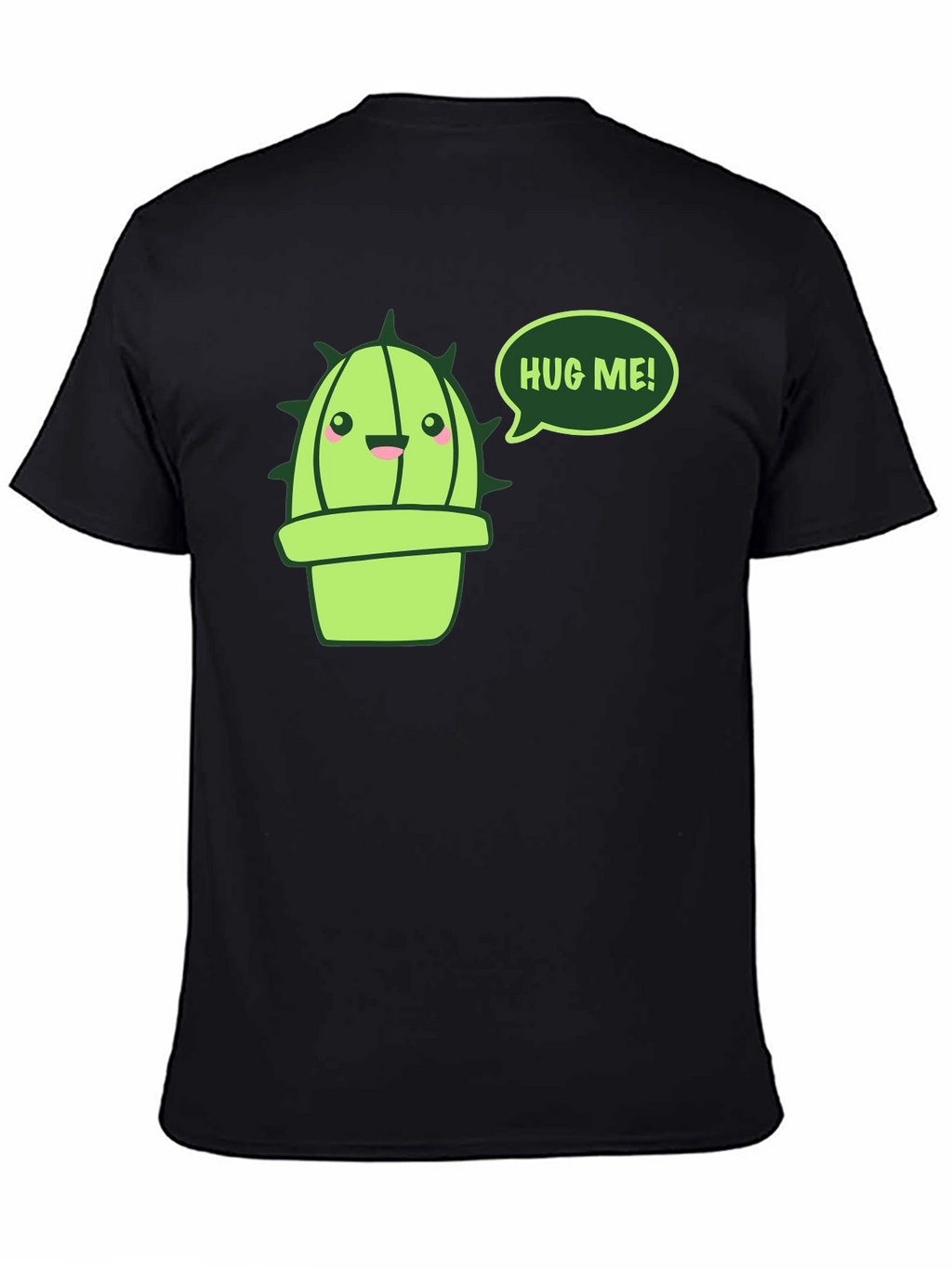 Cute Cactus Hug Me! Black T-Shirt
