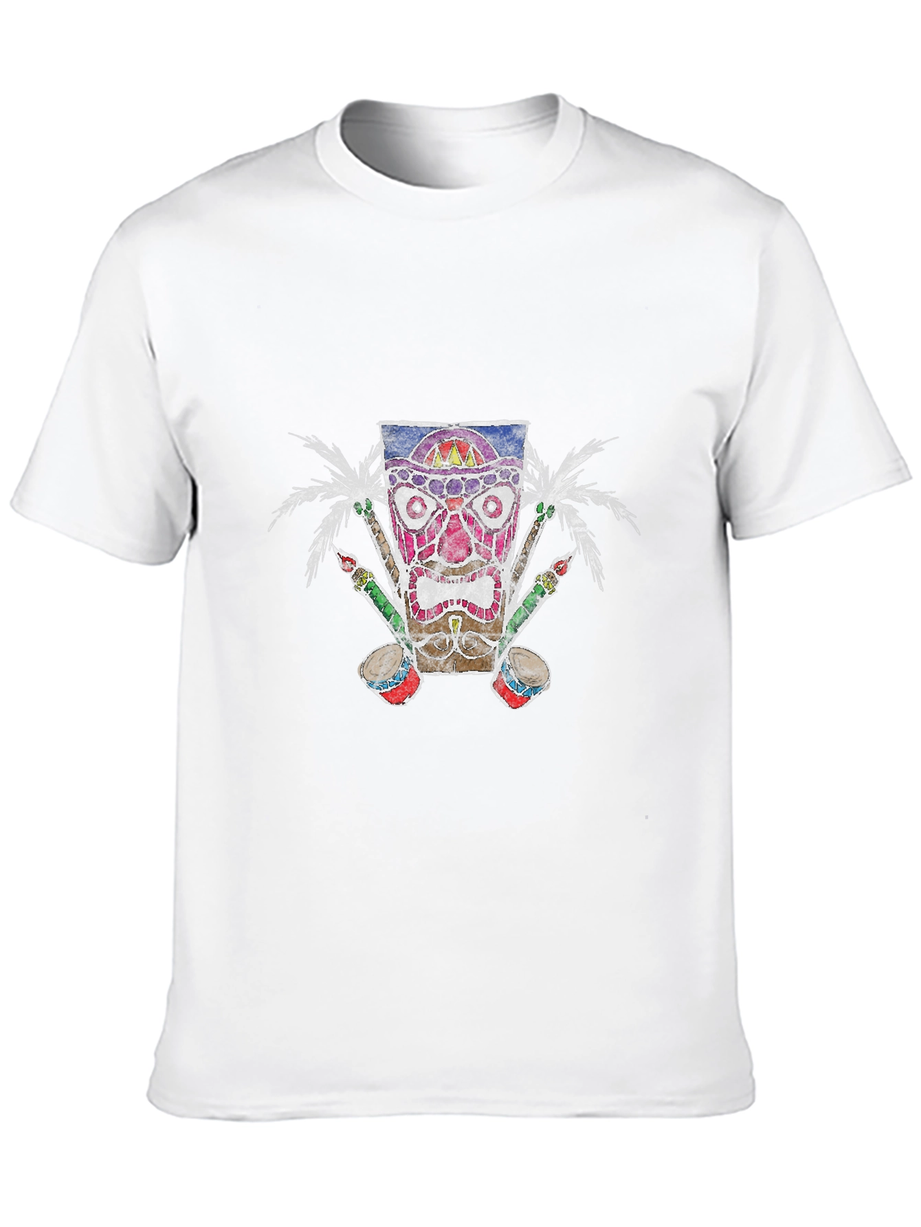 Tiki Mask Graphic Tee - Tropical Vibes
