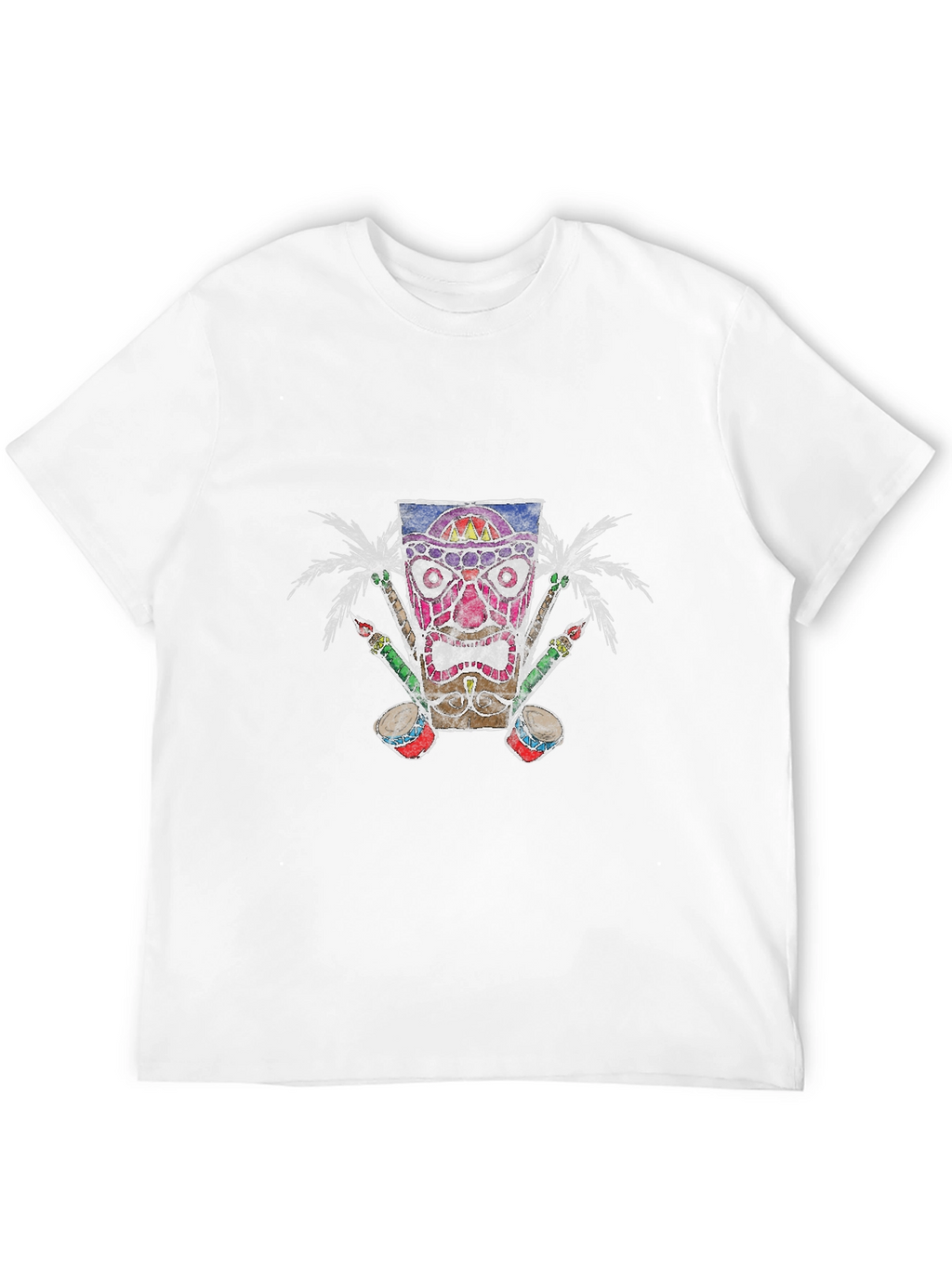 Tiki Mask Graphic Tee - Tropical Vibes