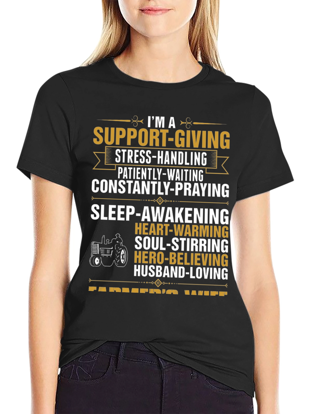 Supportive Farmers Wife Black Graphic Tee